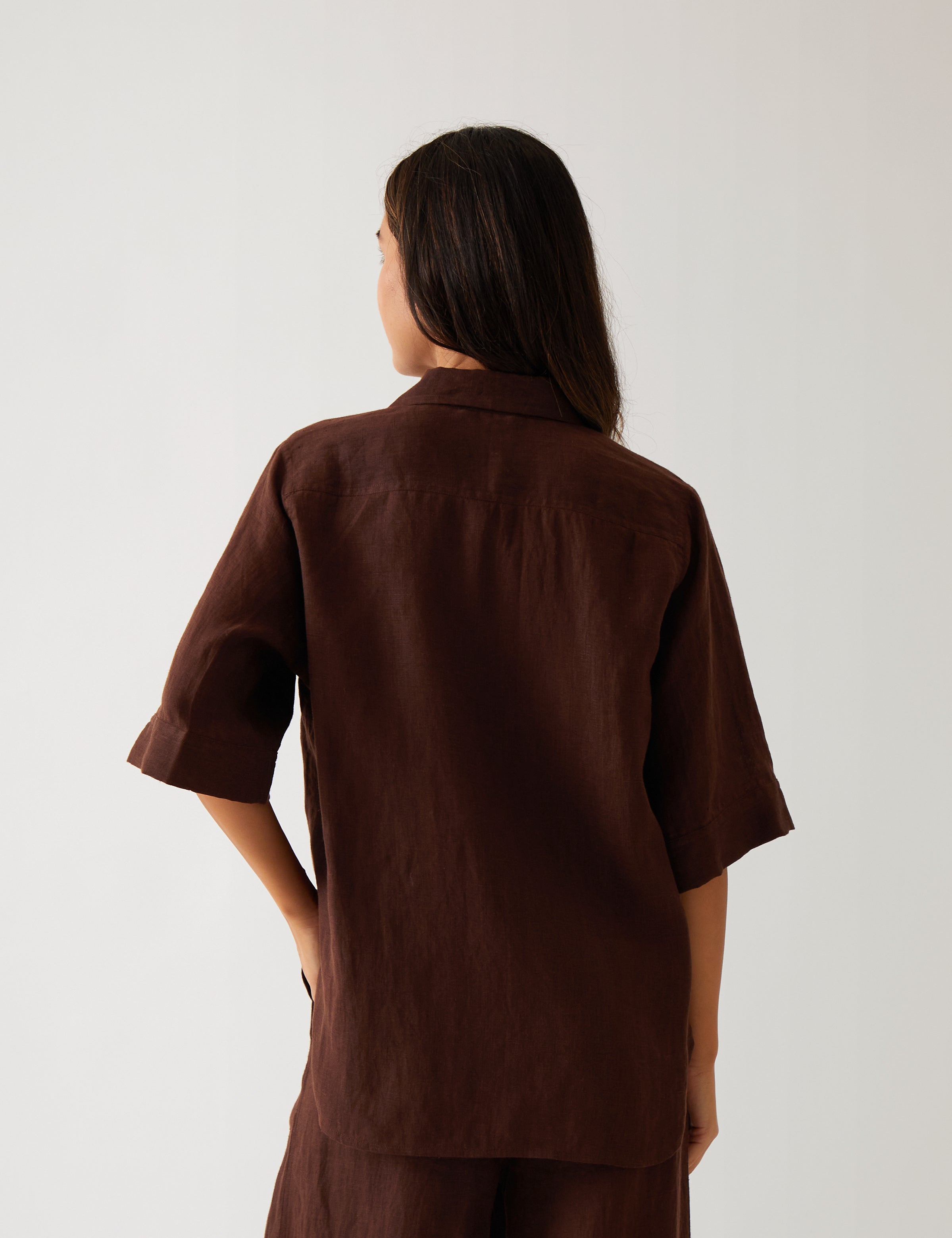 Monaco Linen Shirt | Chocolate-4