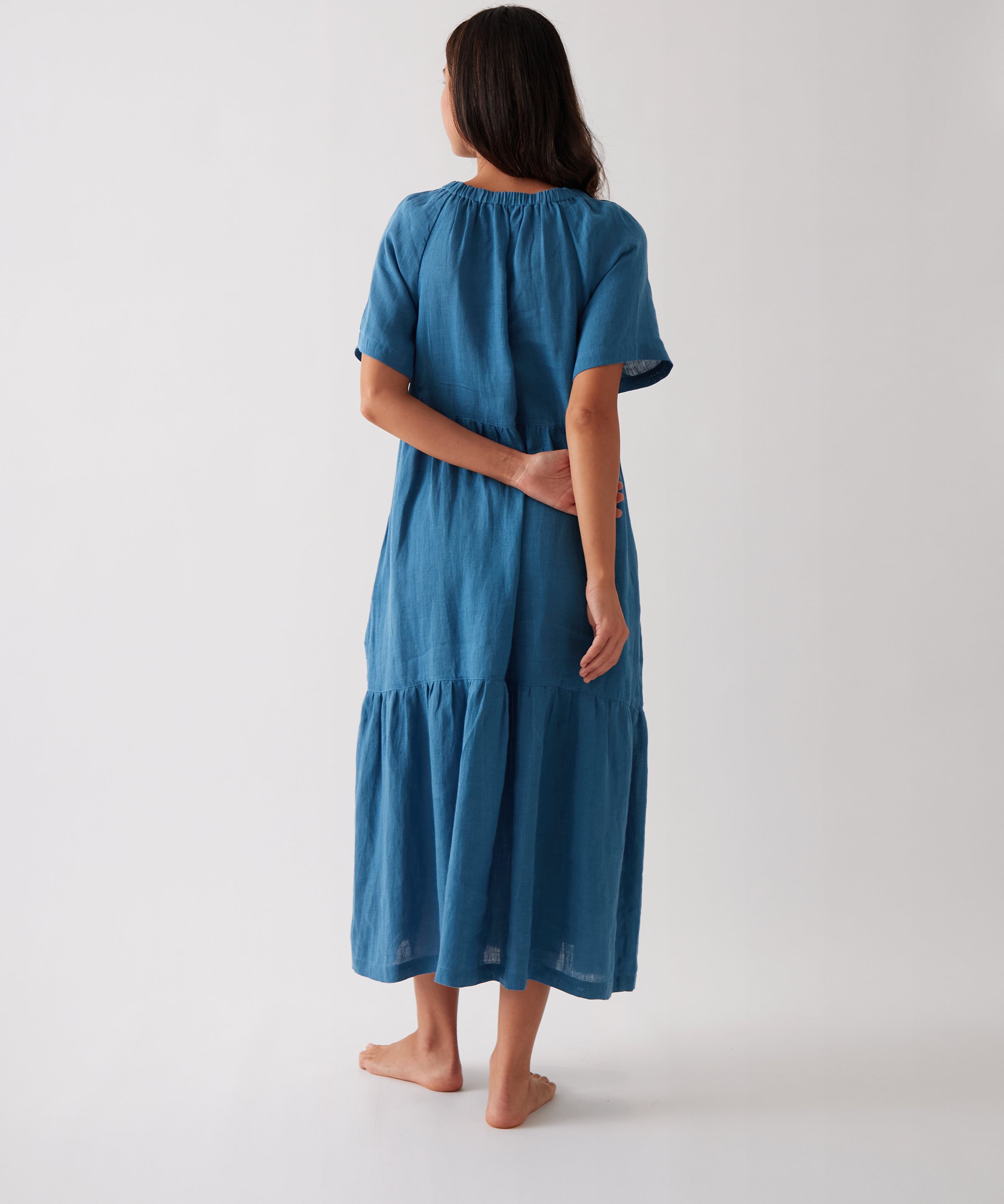 Monaco Linen Tier Dress | Ocean-4