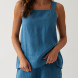 Monaco Linen Wide Strap Top | Ocean-1