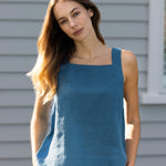 Monaco Linen Wide Strap Top | Ocean-3