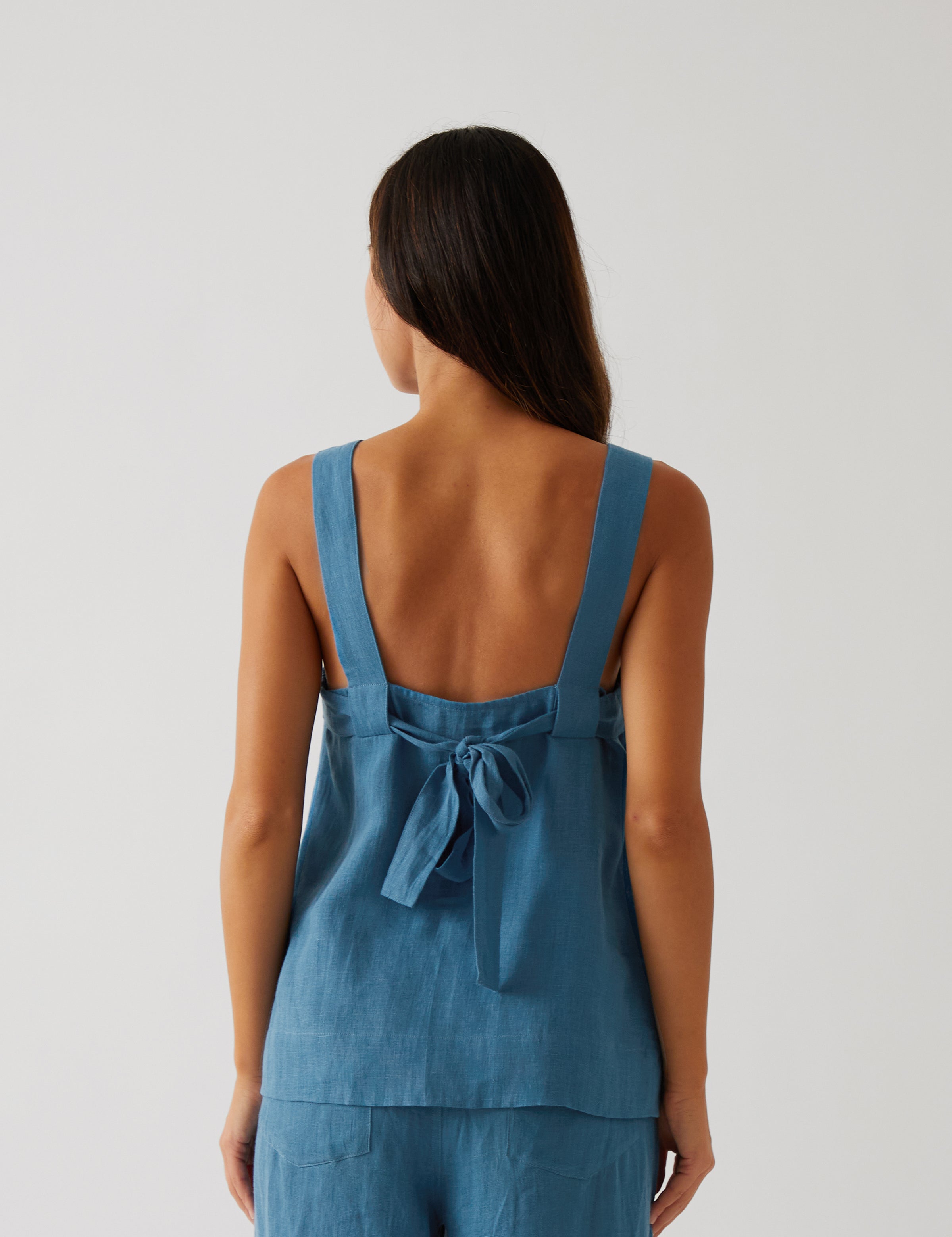 Monaco Linen Wide Strap Top | Ocean-4