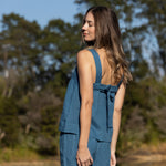 Monaco Linen Wide Strap Top | Ocean-5