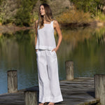 Monaco Linen Wide Strap Top | White-3