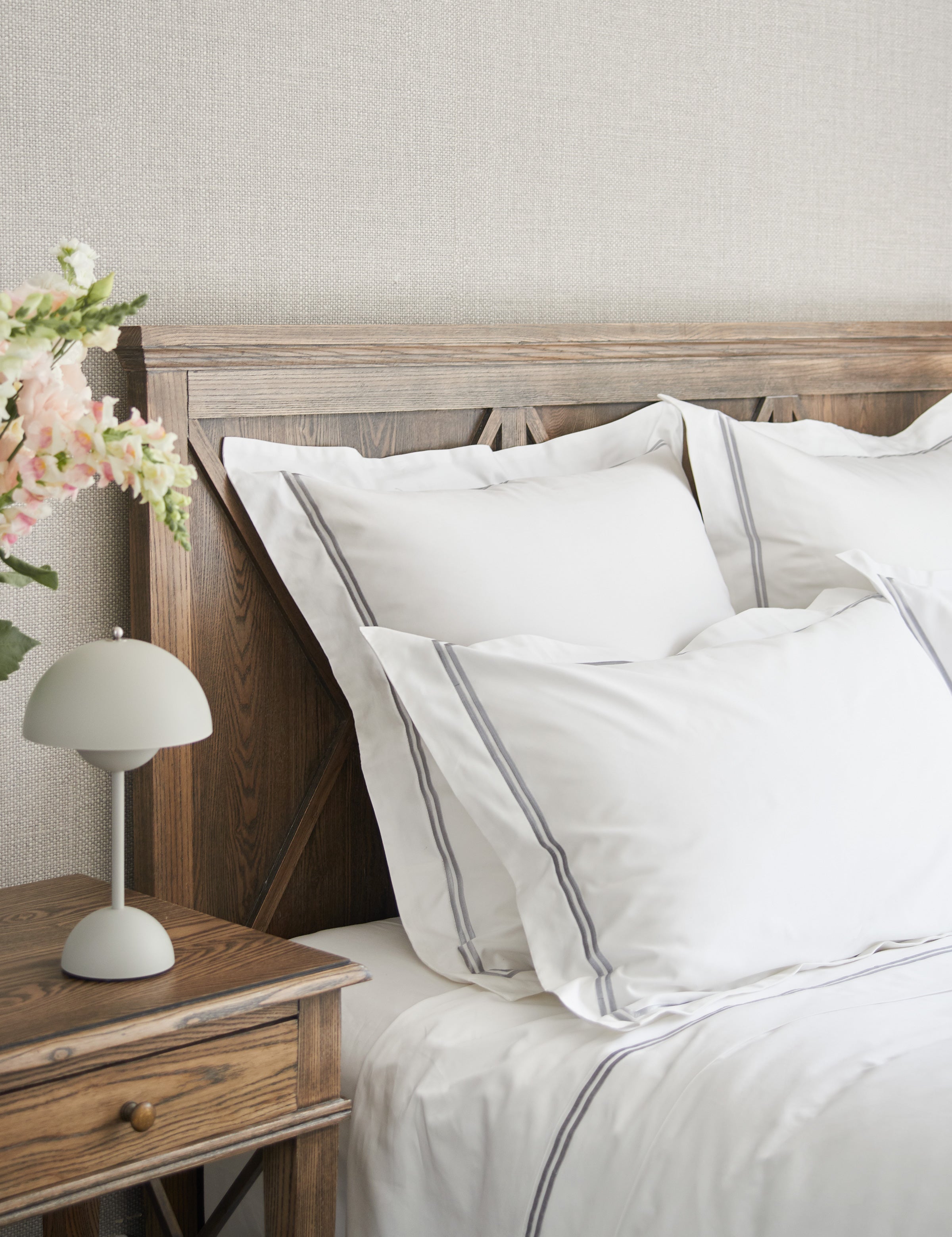 Monarch Oxford Pillowcase Set | Grey White-2