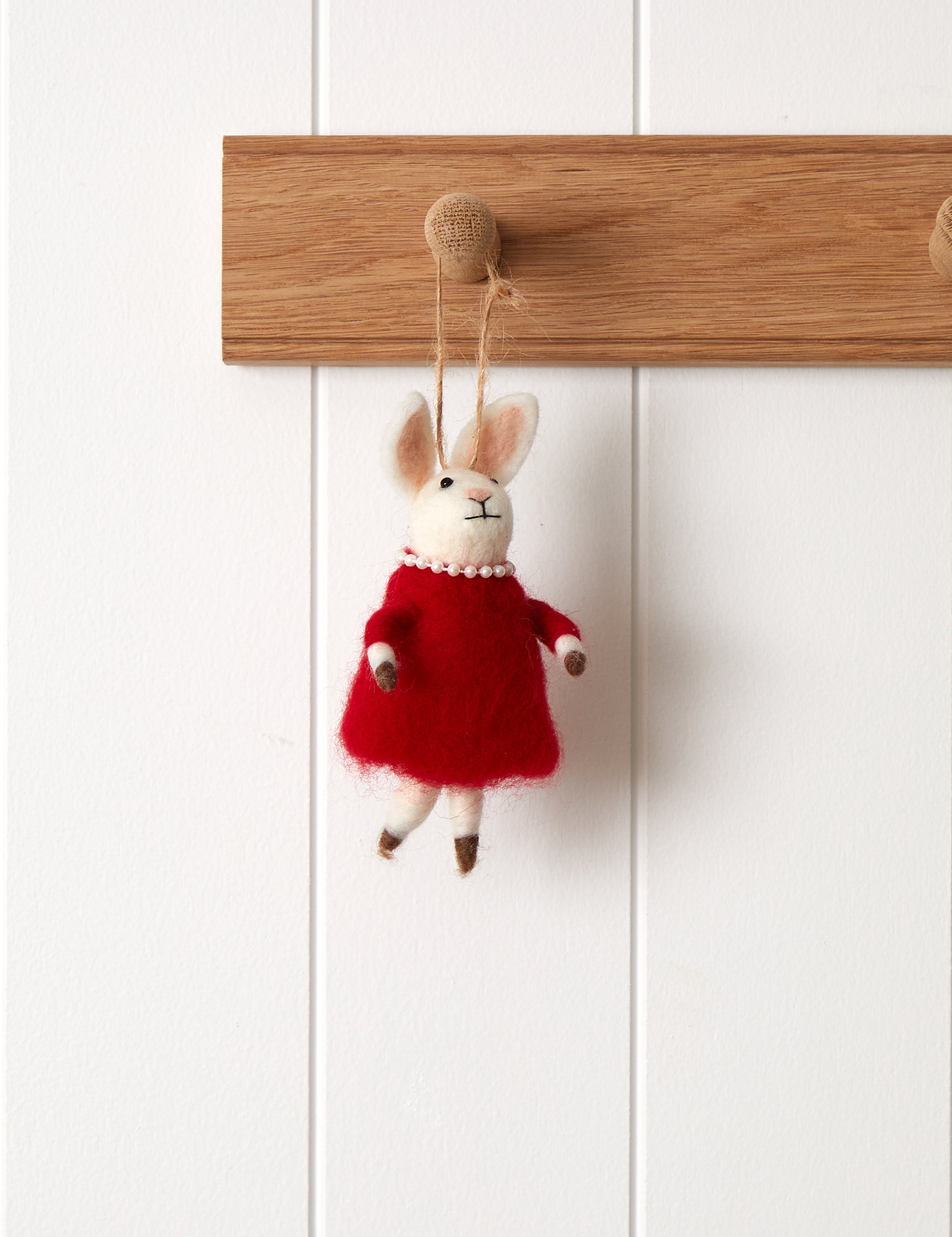 Mrs Rabbit Wool Decoration | Red-1