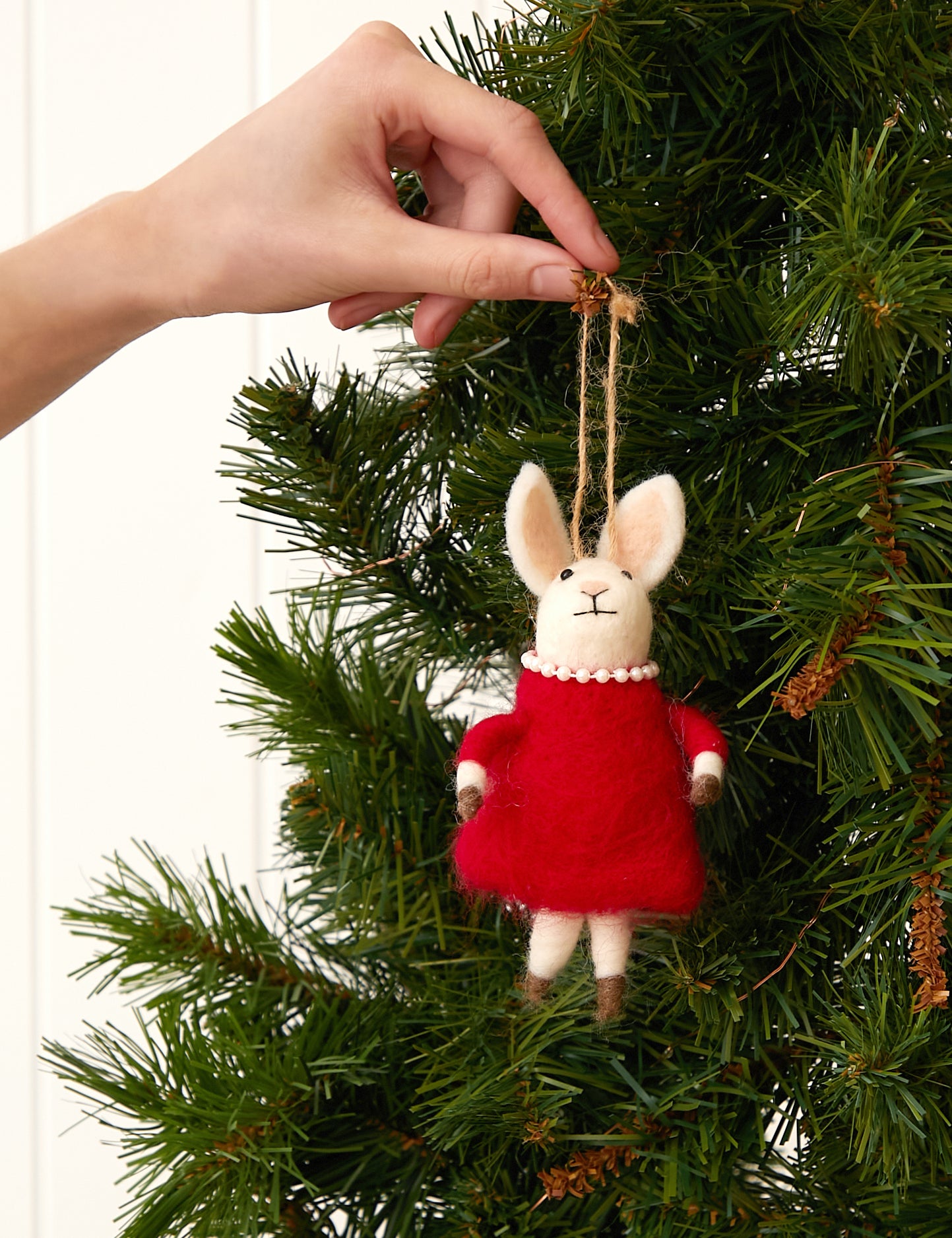 Mrs Rabbit Wool Decoration | Red-2