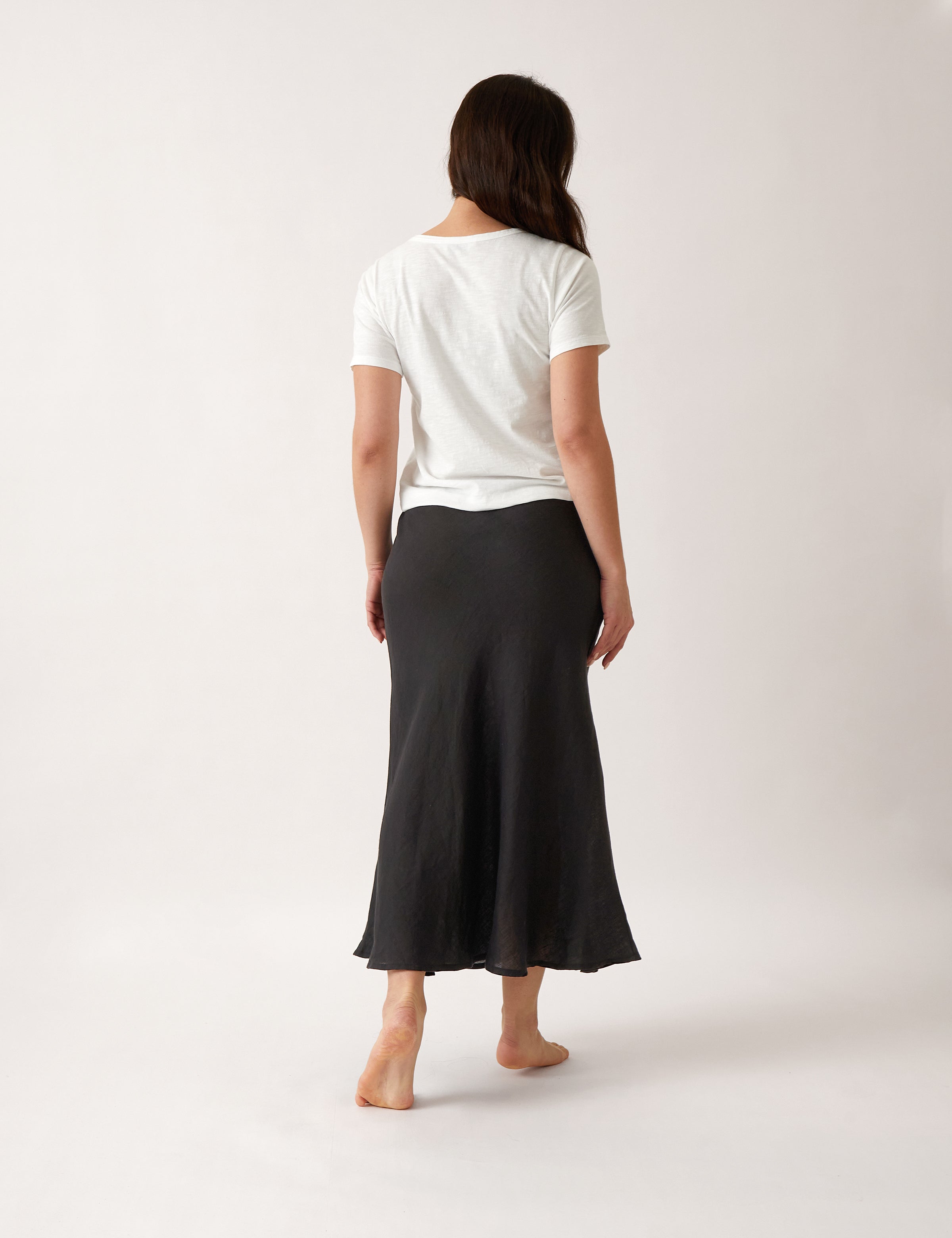 Mykonos Linen Bias Skirt | Black-4