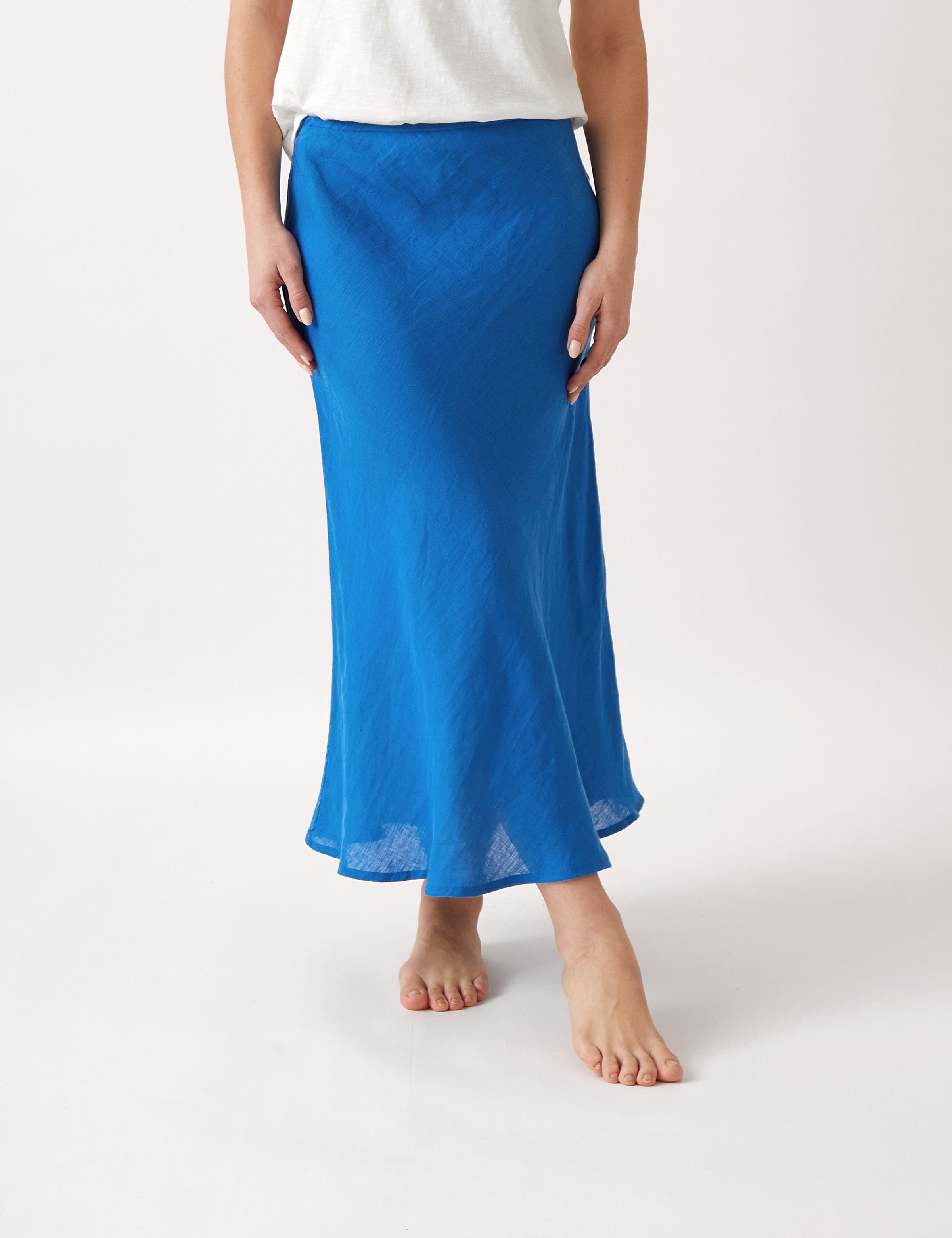 Mykonos Linen Bias Skirt | Topaz-1