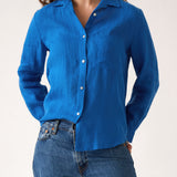 Mykonos Linen Long Sleeve Shirt | Topaz-1