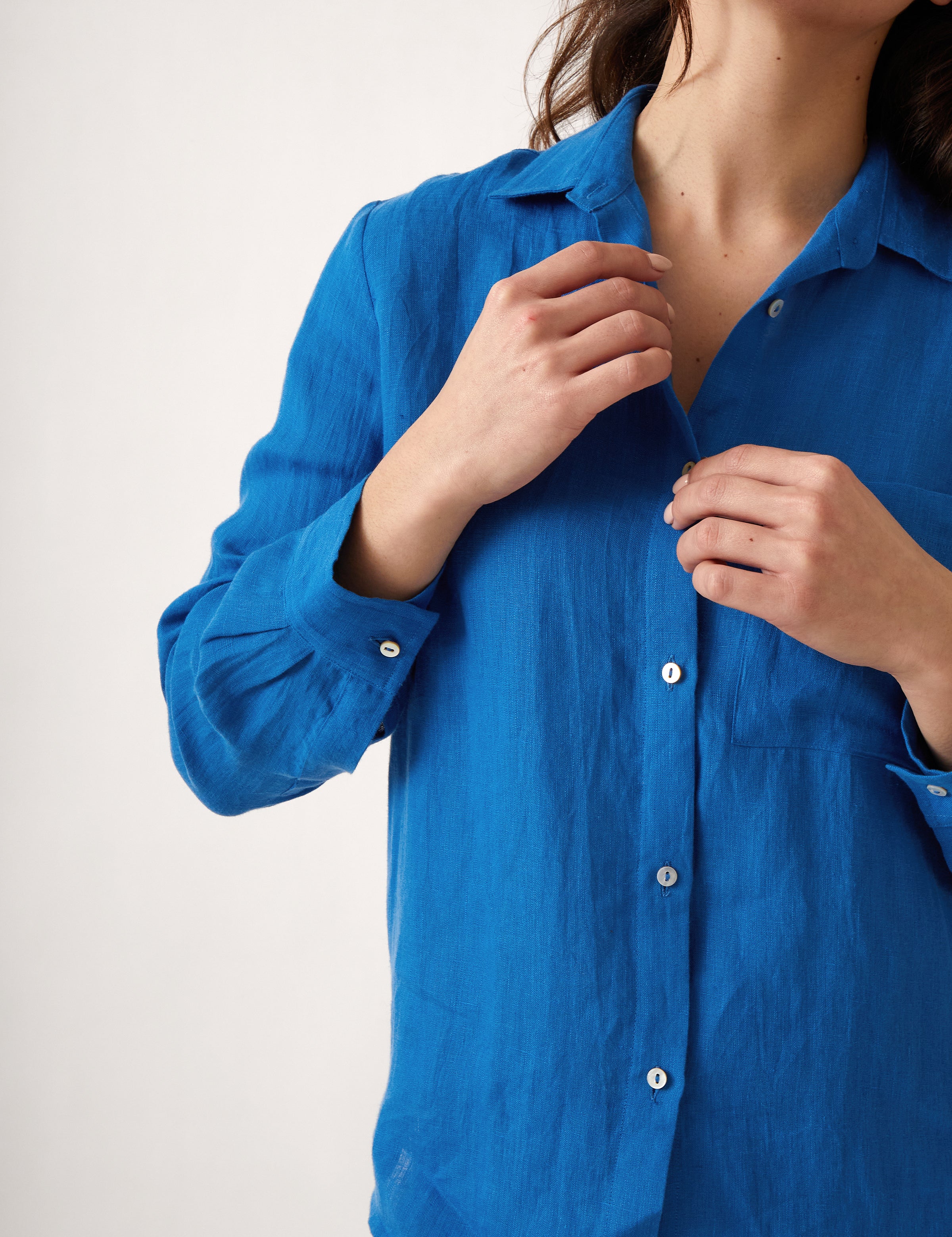 Mykonos Linen Long Sleeve Shirt | Topaz-2