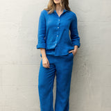 Mykonos Linen Long Sleeve Shirt | Topaz-3