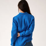 Mykonos Linen Long Sleeve Shirt | Topaz-4