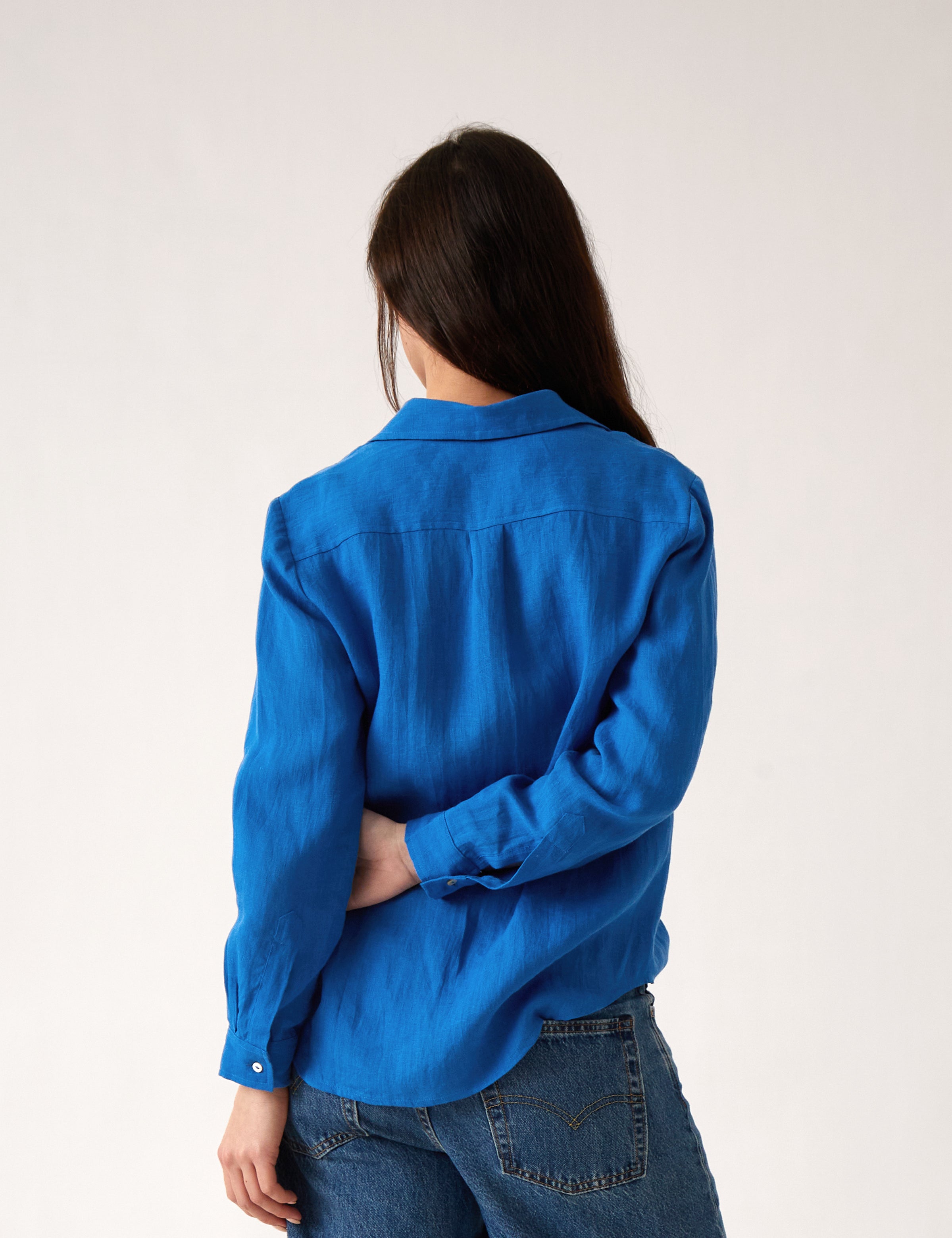 Mykonos Linen Long Sleeve Shirt | Topaz-4
