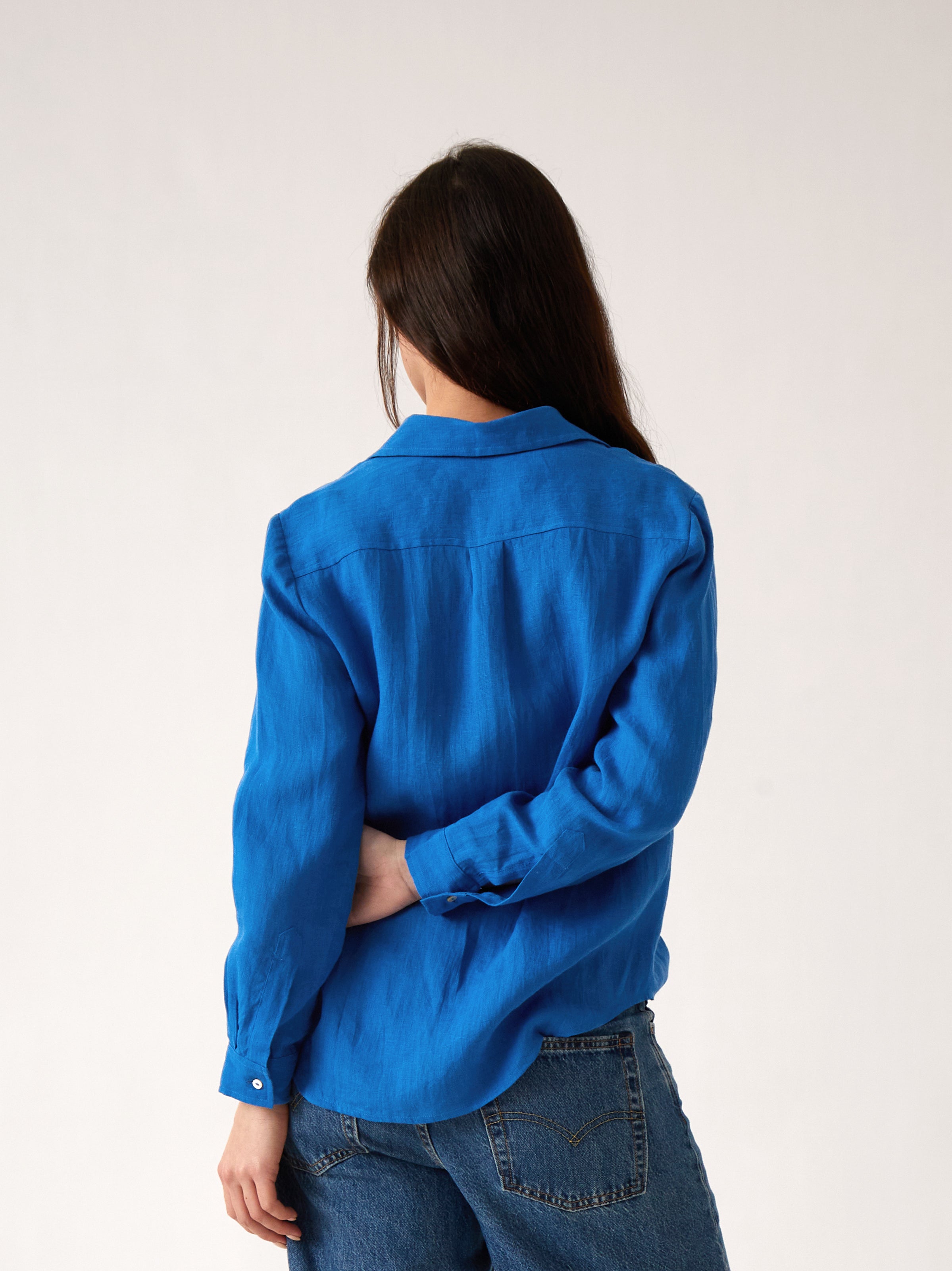 Mykonos Linen Long Sleeve Shirt | Topaz-4