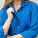 Mykonos Linen Long Sleeve Shirt | Topaz-5