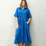 Mykonos Linen Pintuck Shirt Dress | Topaz-3