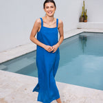 Mykonos Linen Square Neck Dress | Topaz-3