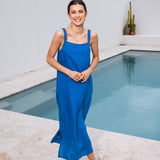Mykonos Linen Square Neck Dress | Topaz-3