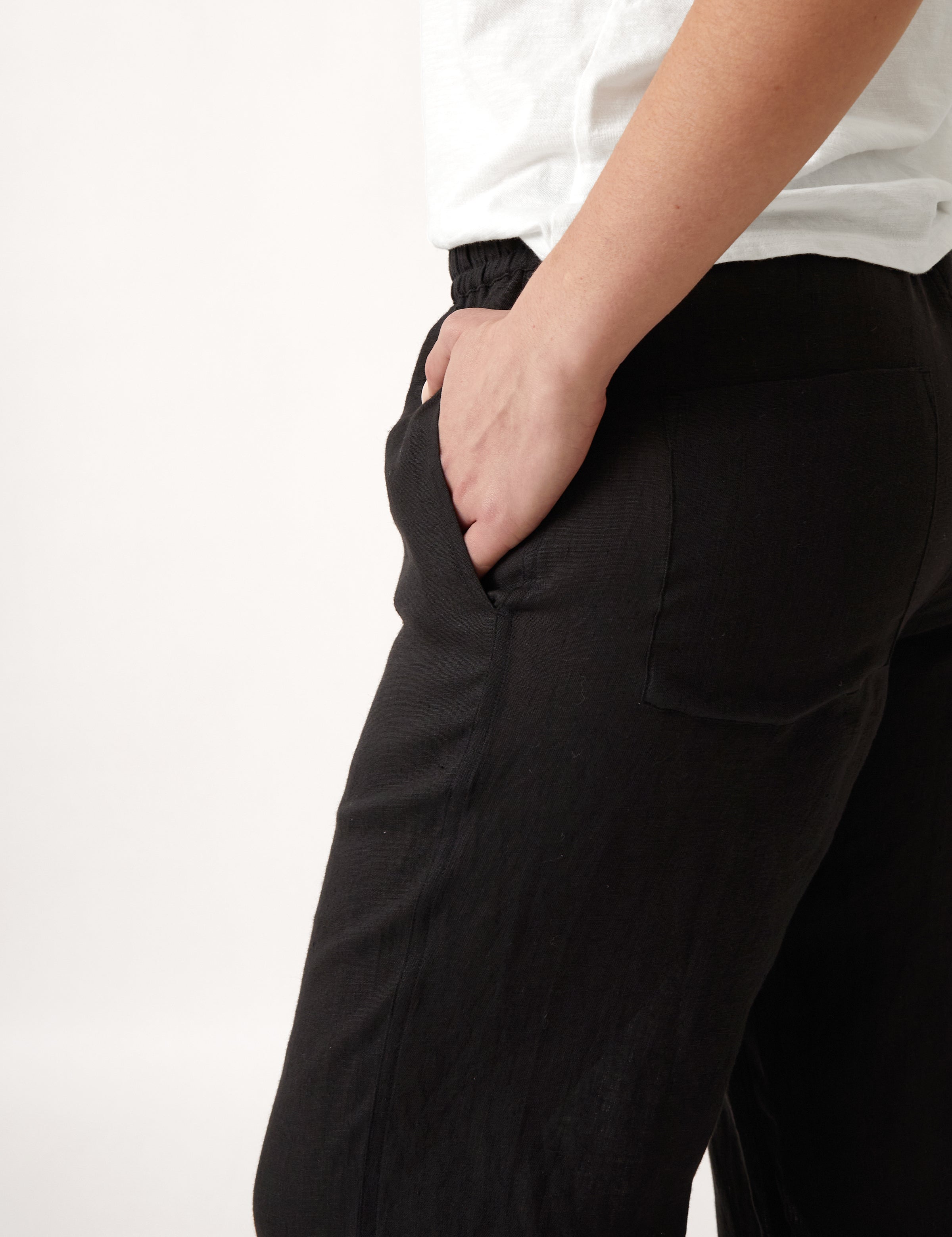 Mykonos Linen Straight Leg Pants | Black-2