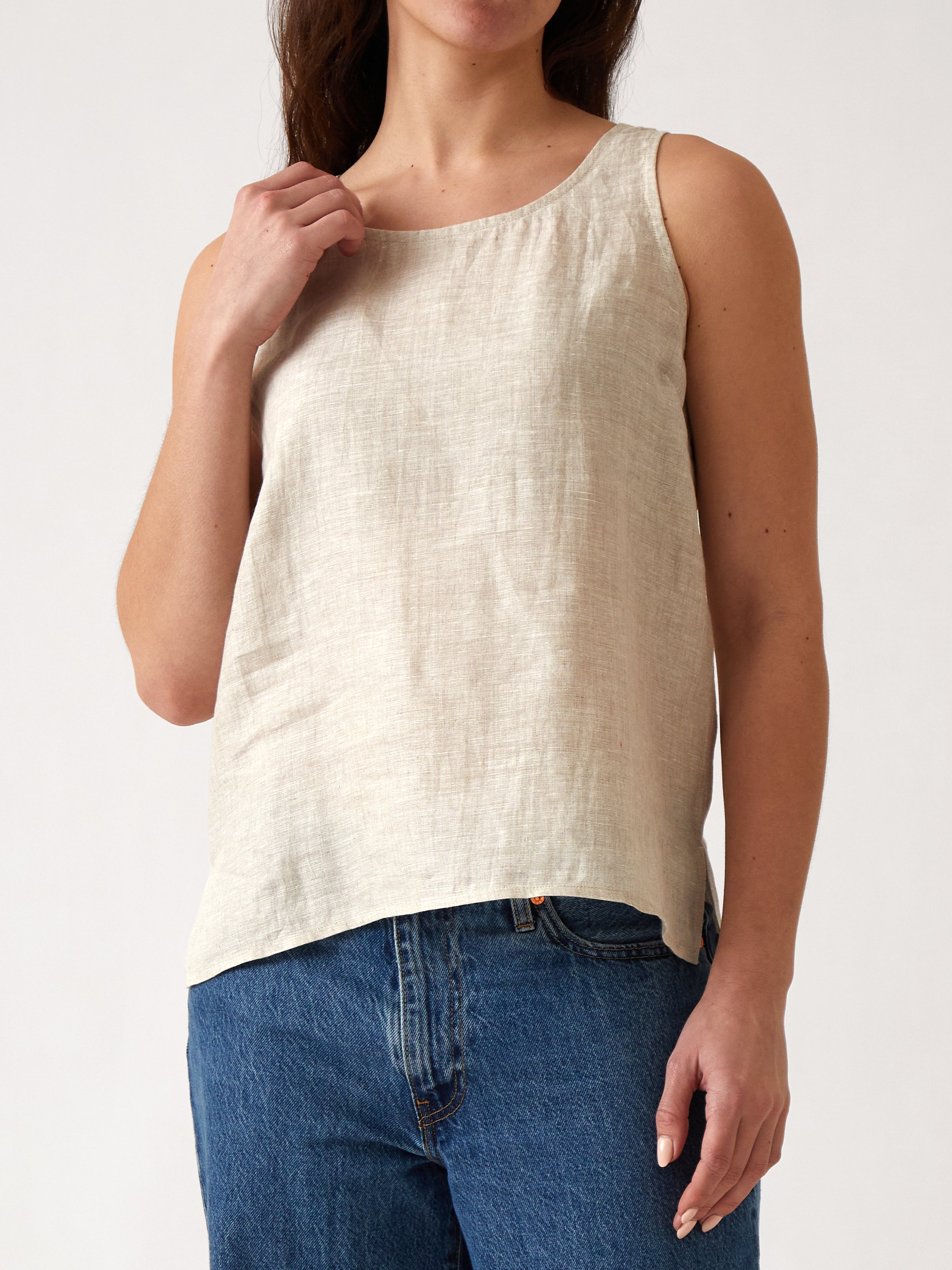Mykonos Linen Tunic Singlet | Natural-1