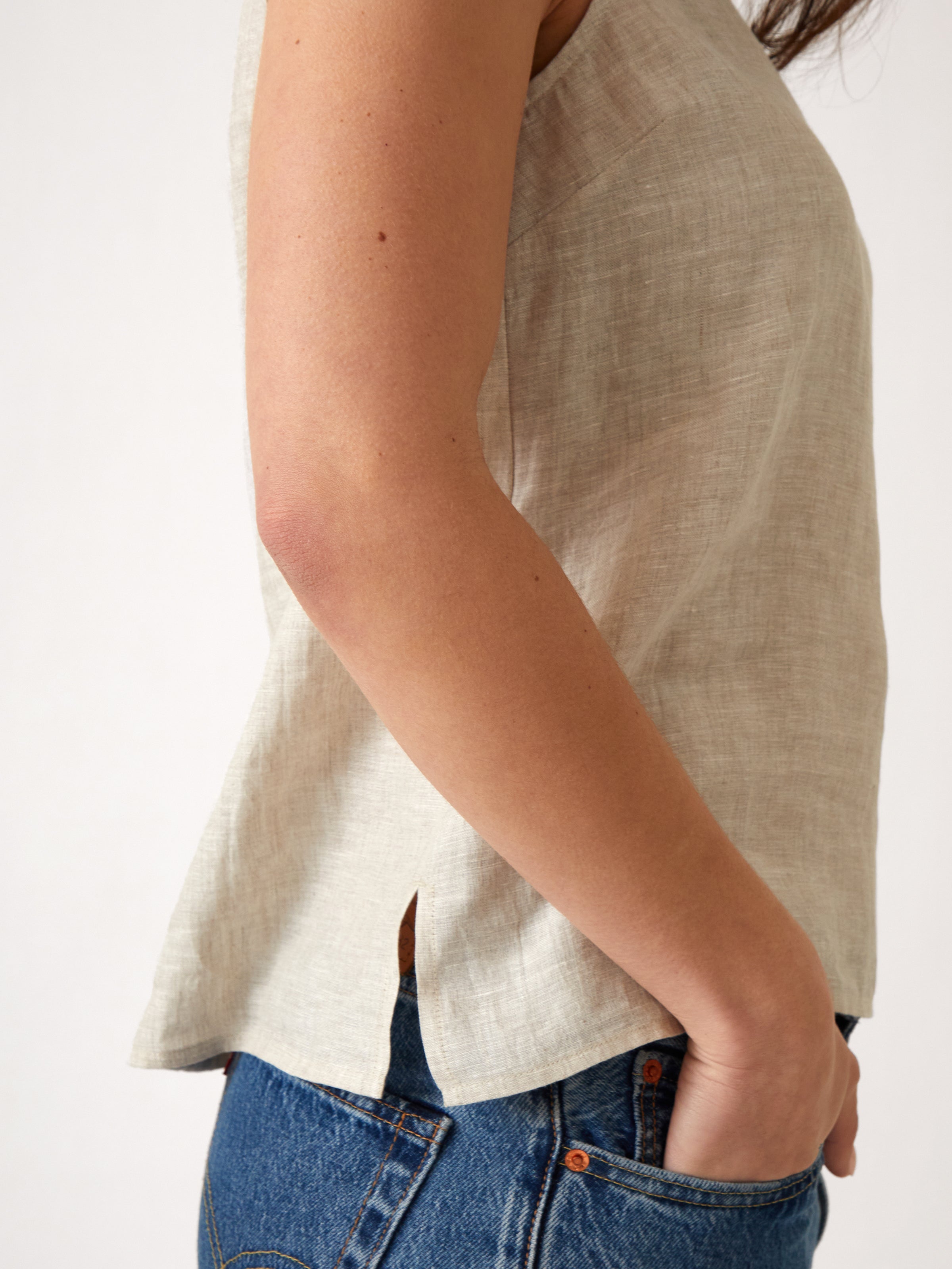 Mykonos Linen Tunic Singlet | Natural-2