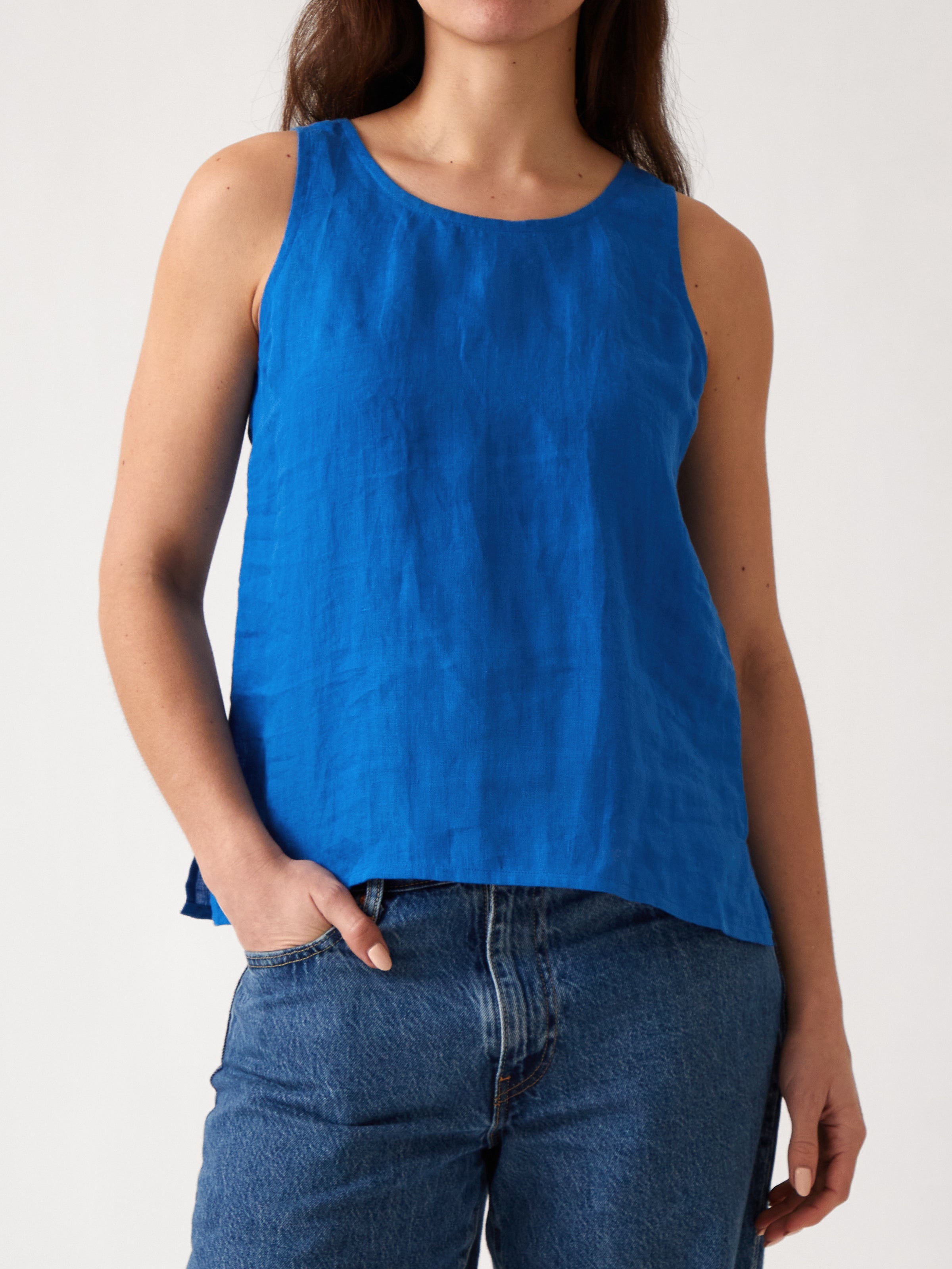 Mykonos Linen Tunic Singlet | Topaz-1