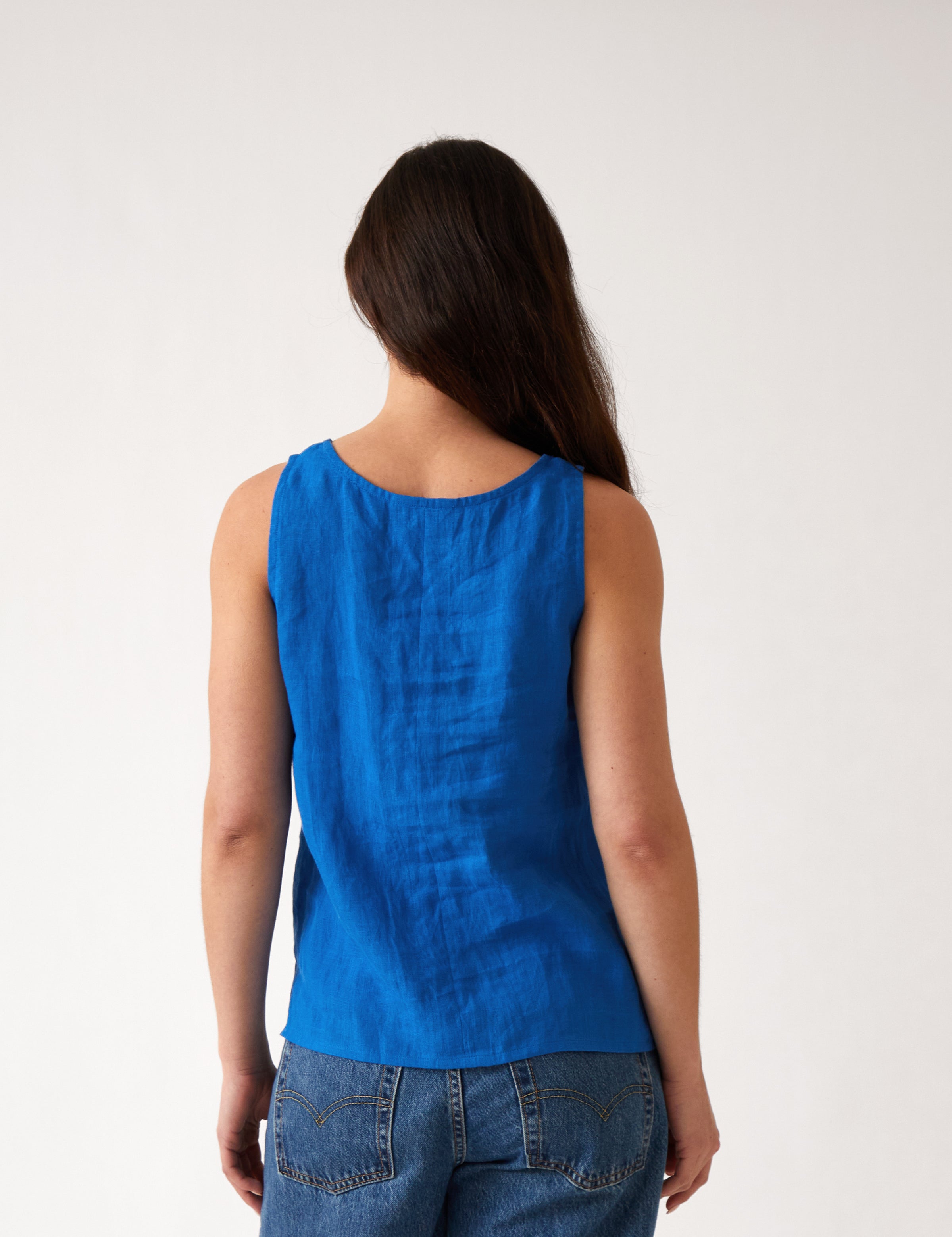 Mykonos Linen Tunic Singlet | Topaz-4