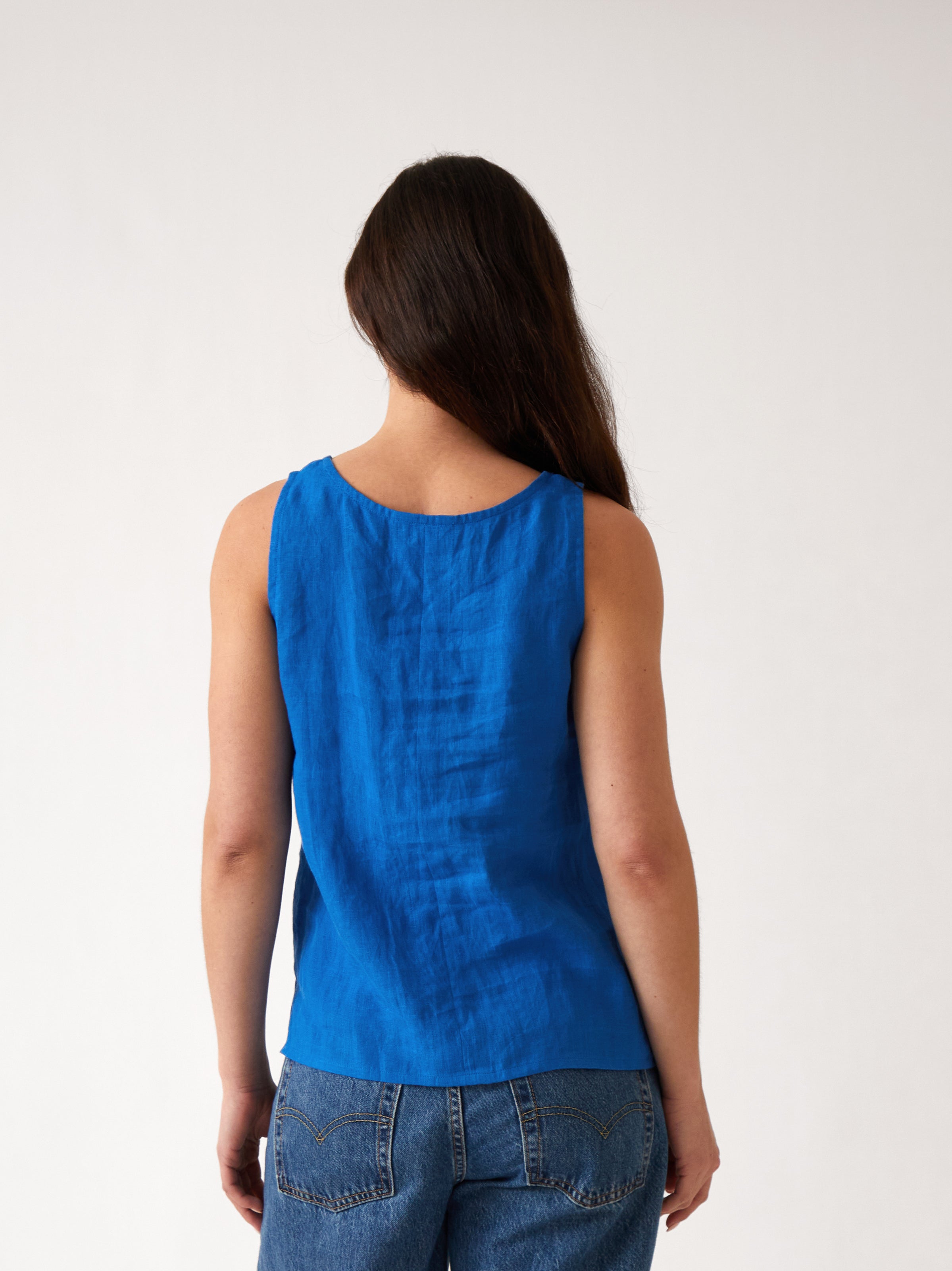 Mykonos Linen Tunic Singlet | Topaz-4