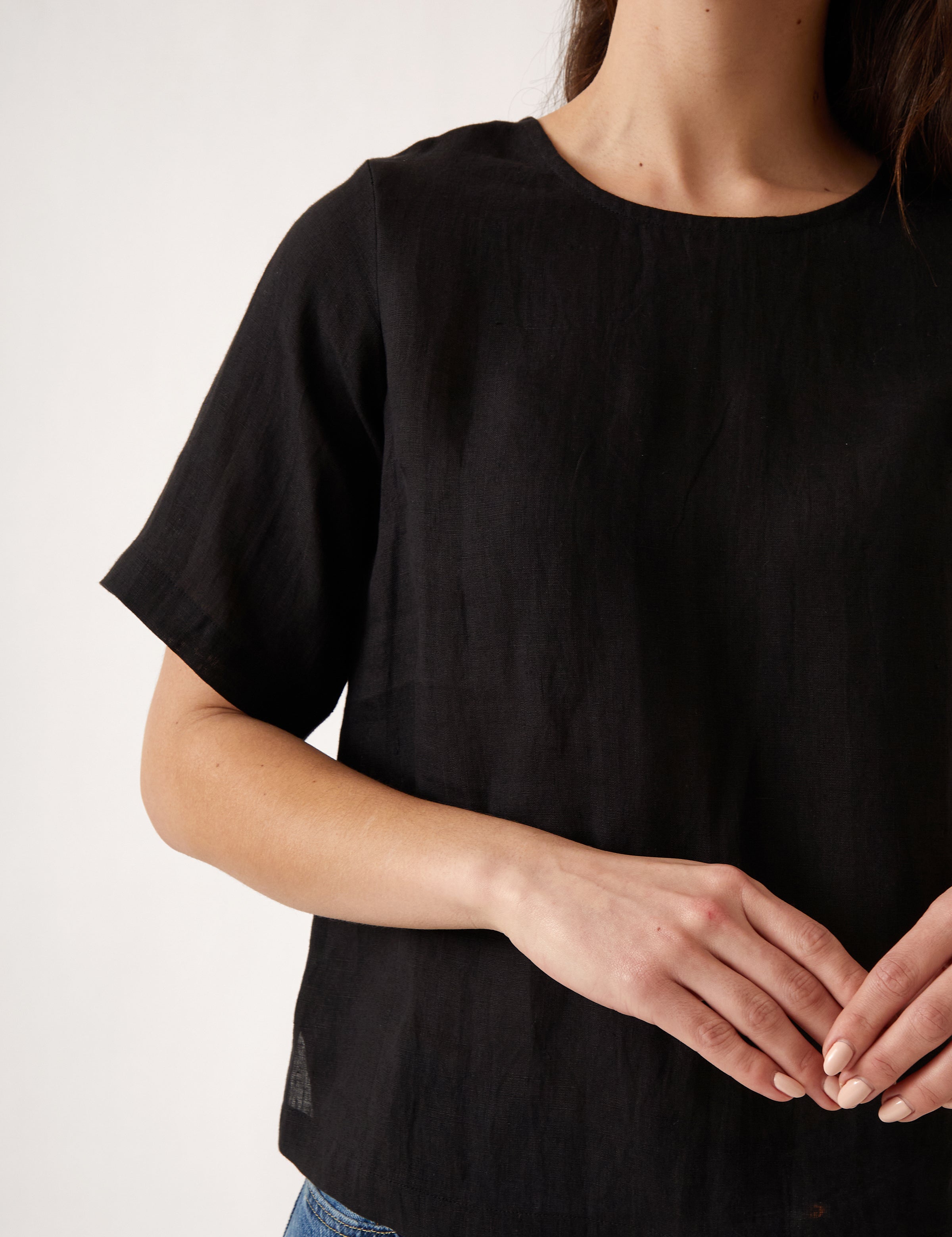 Mykonos Linen Tunic Top | Black-2