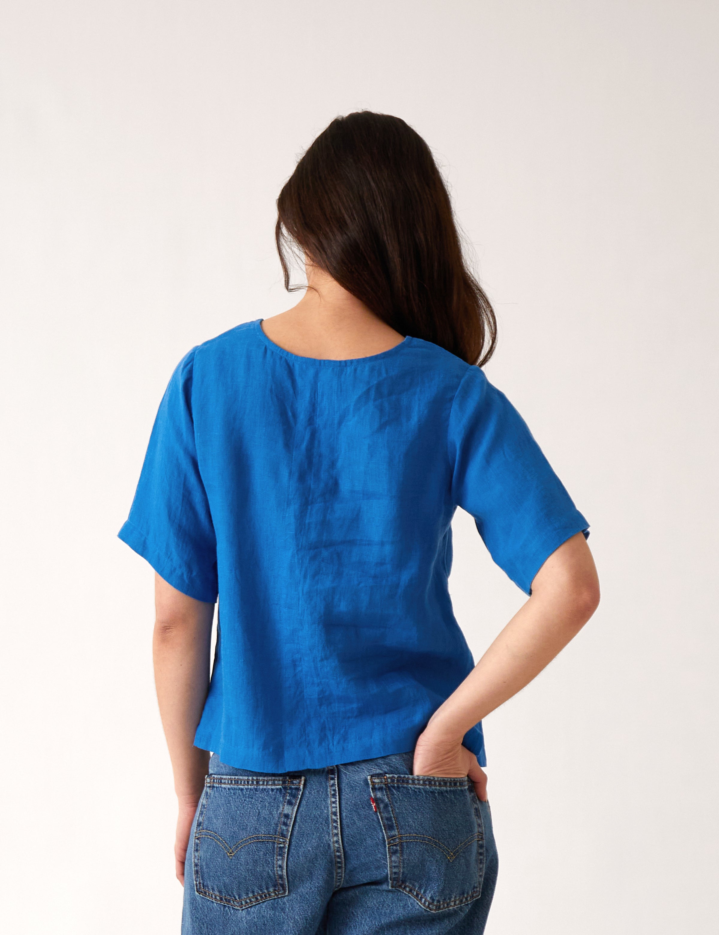 Mykonos Linen Tunic Top | Topaz-4