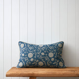 Nara Rectangle Cushion Cover | Navy Floral-1