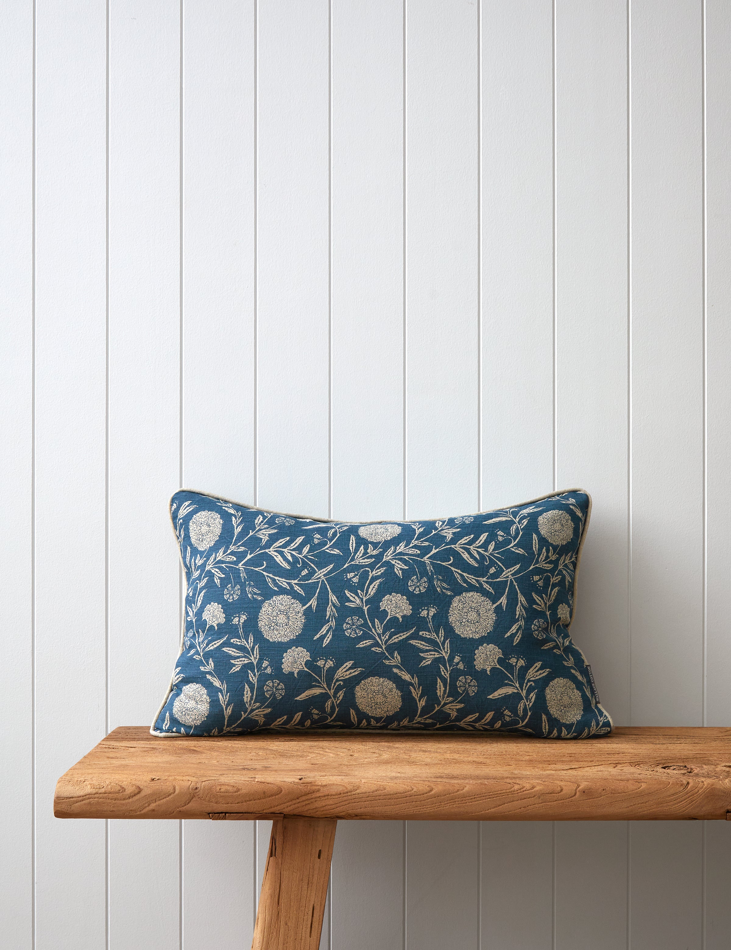 Nara Rectangle Cushion Cover | Navy Floral-1