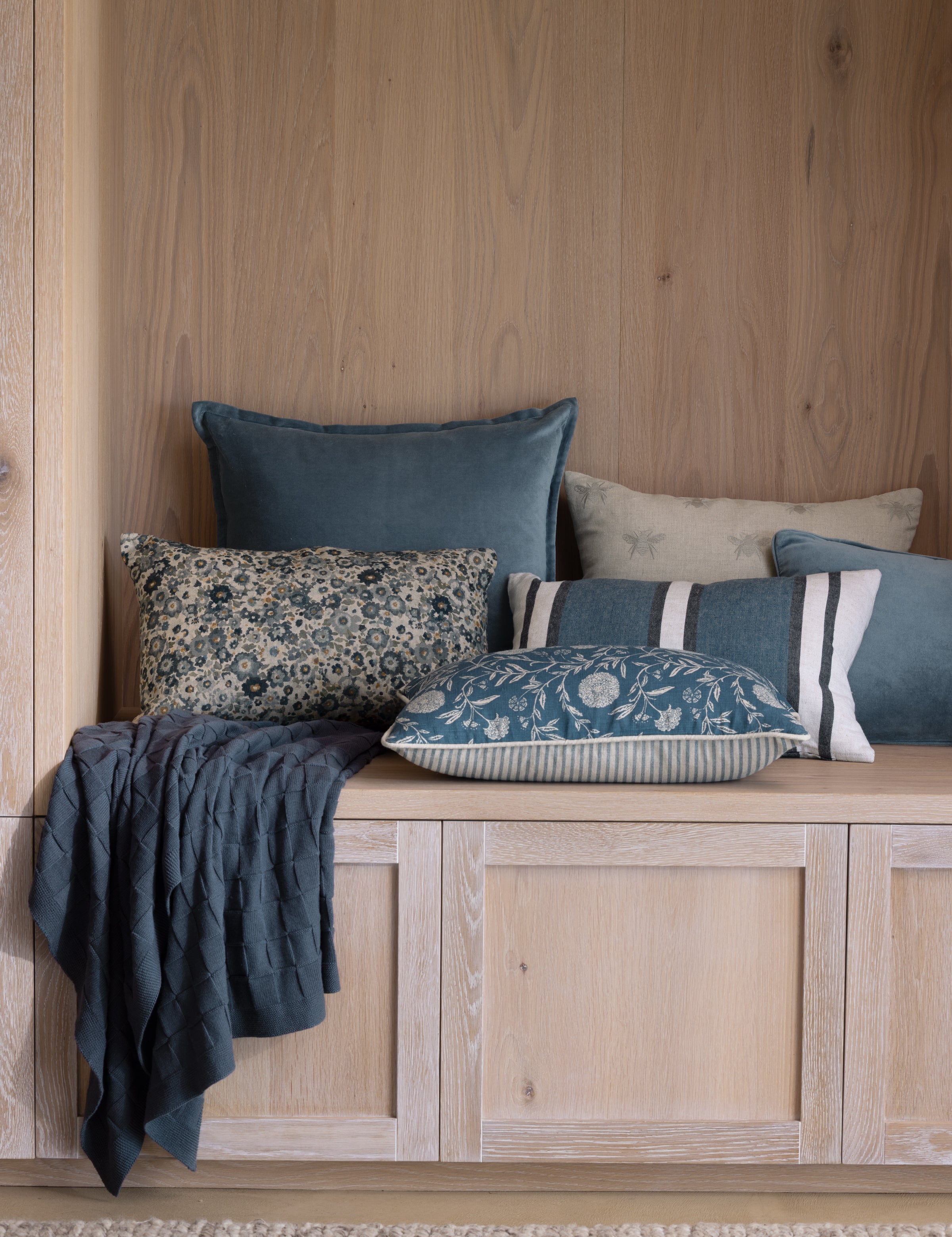 Nara Rectangle Cushion Cover | Navy Floral-2