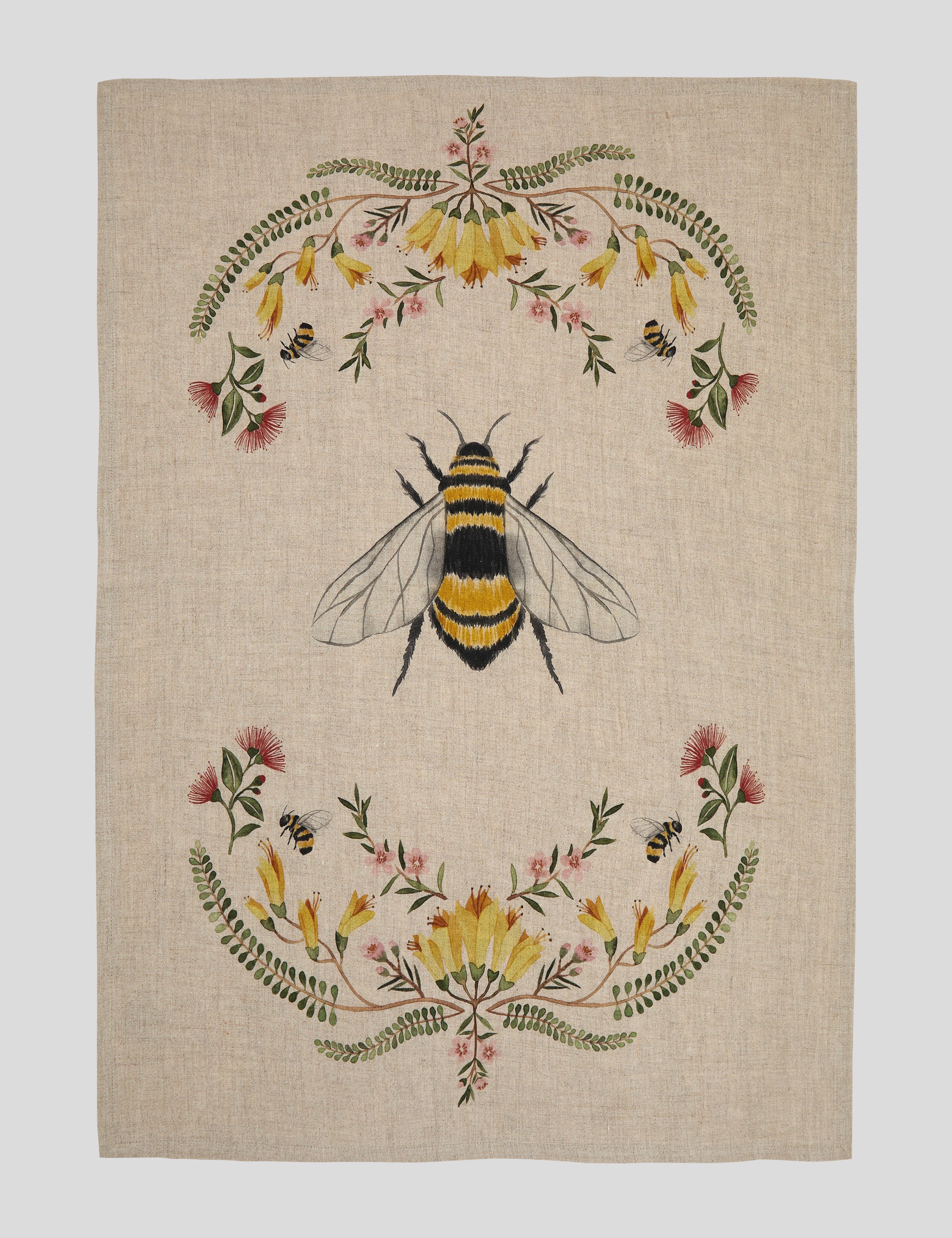 Native Bee Linen Tea Towel | Multi-3