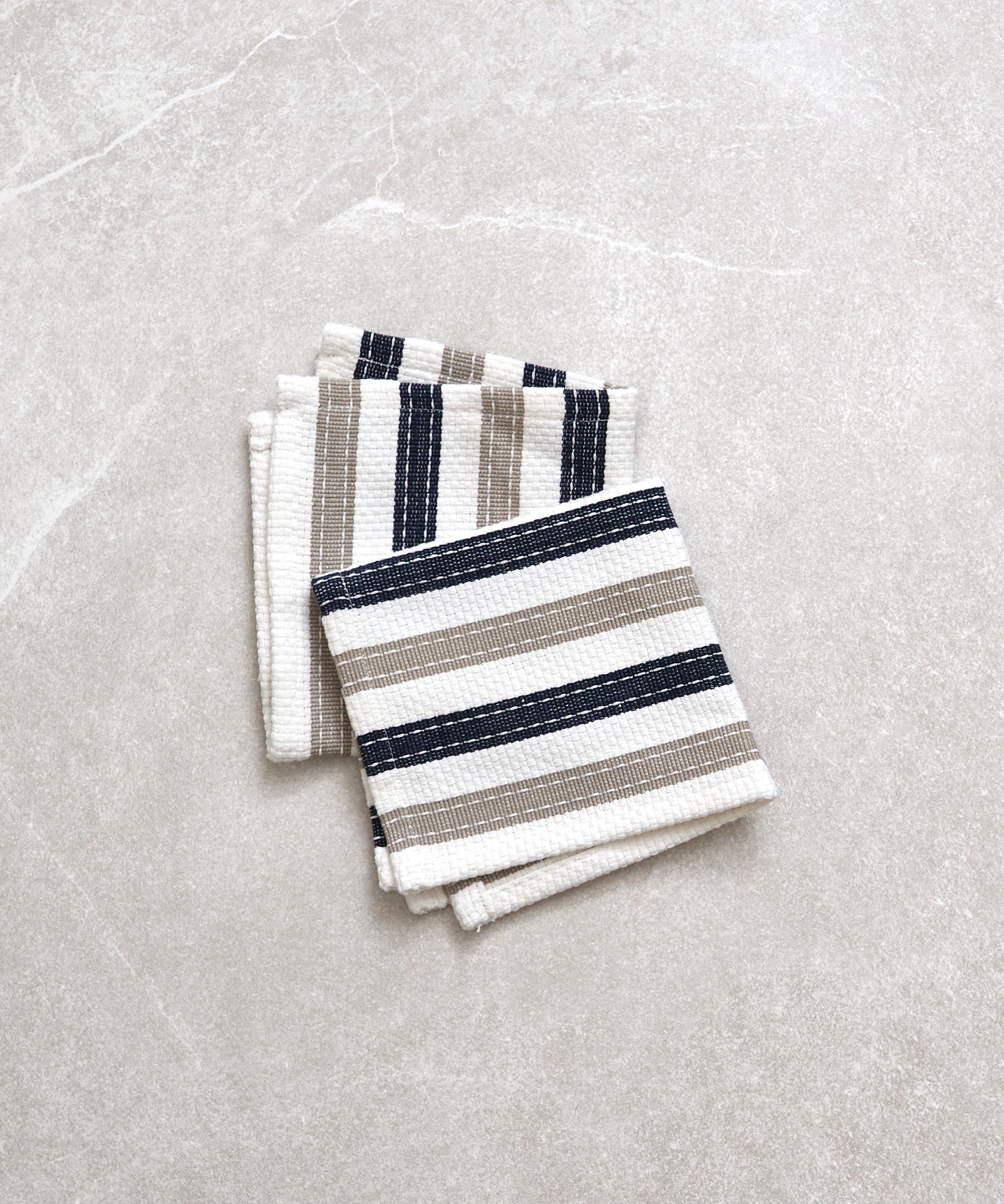 WC Stripe Washcloth Set of 2 | Natural / Navy-1
