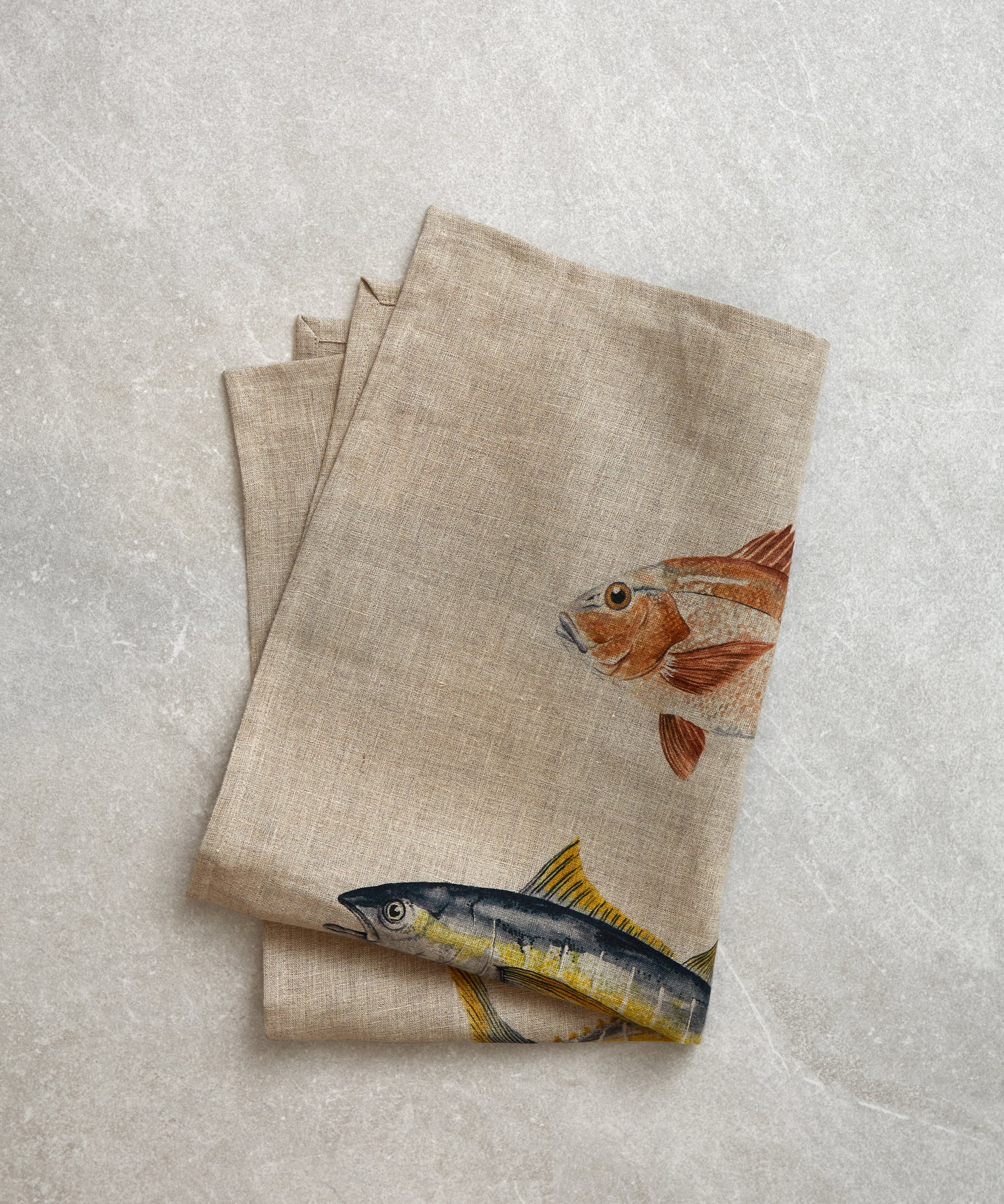 Ocean Fish Linen Tea Towel | Multi-1