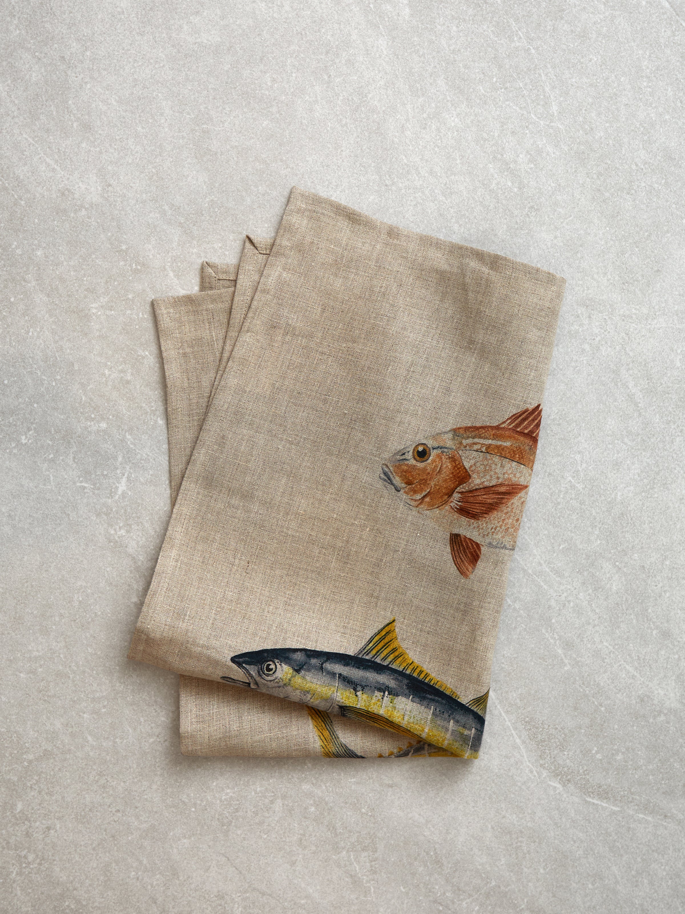 Ocean Fish Linen Tea Towel | Multi-1