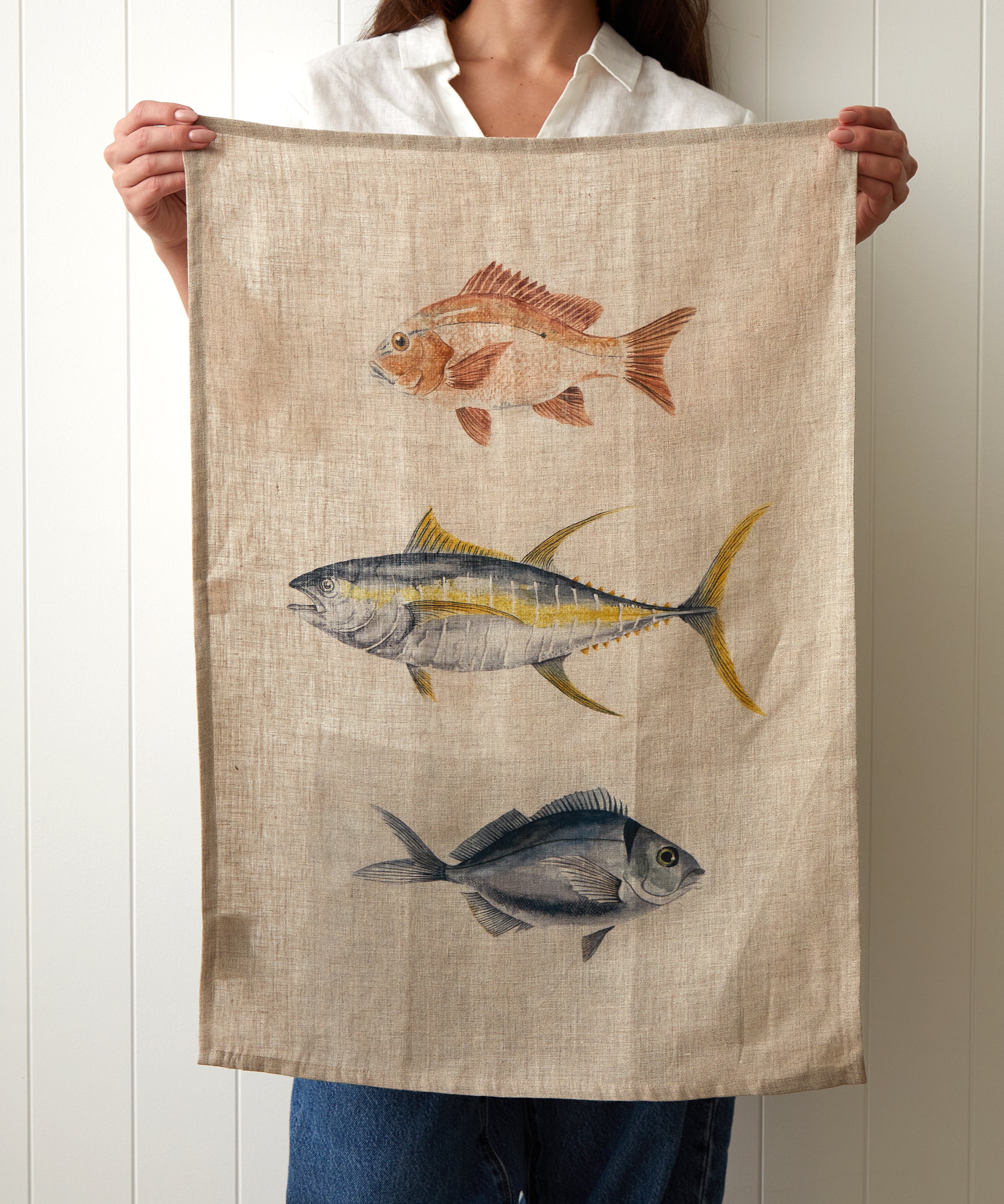 Ocean Fish Linen Tea Towel | Multi-2
