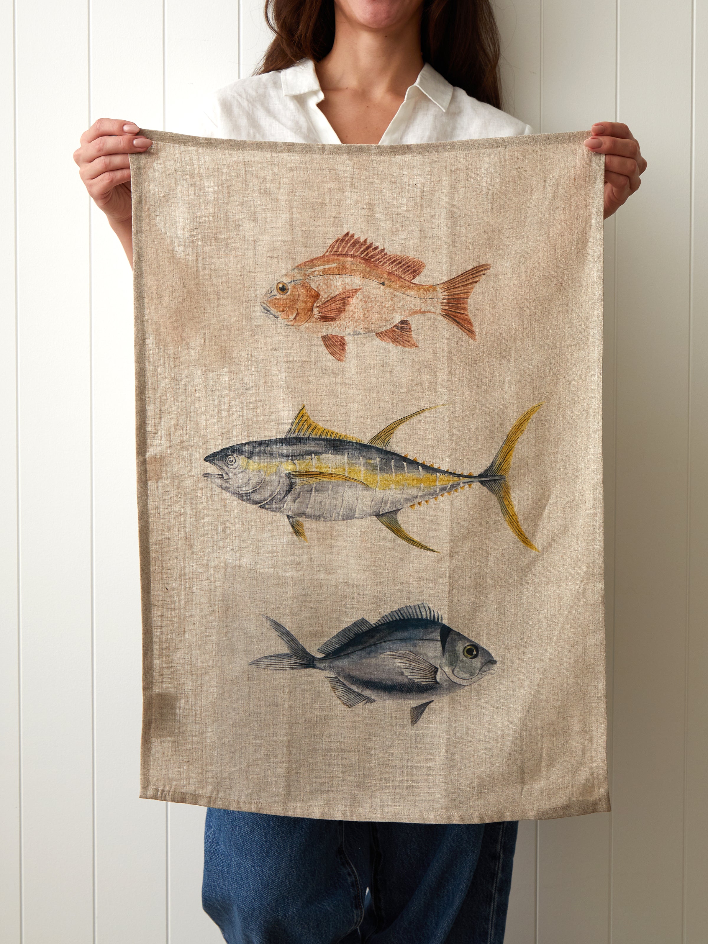 Ocean Fish Linen Tea Towel | Multi-2