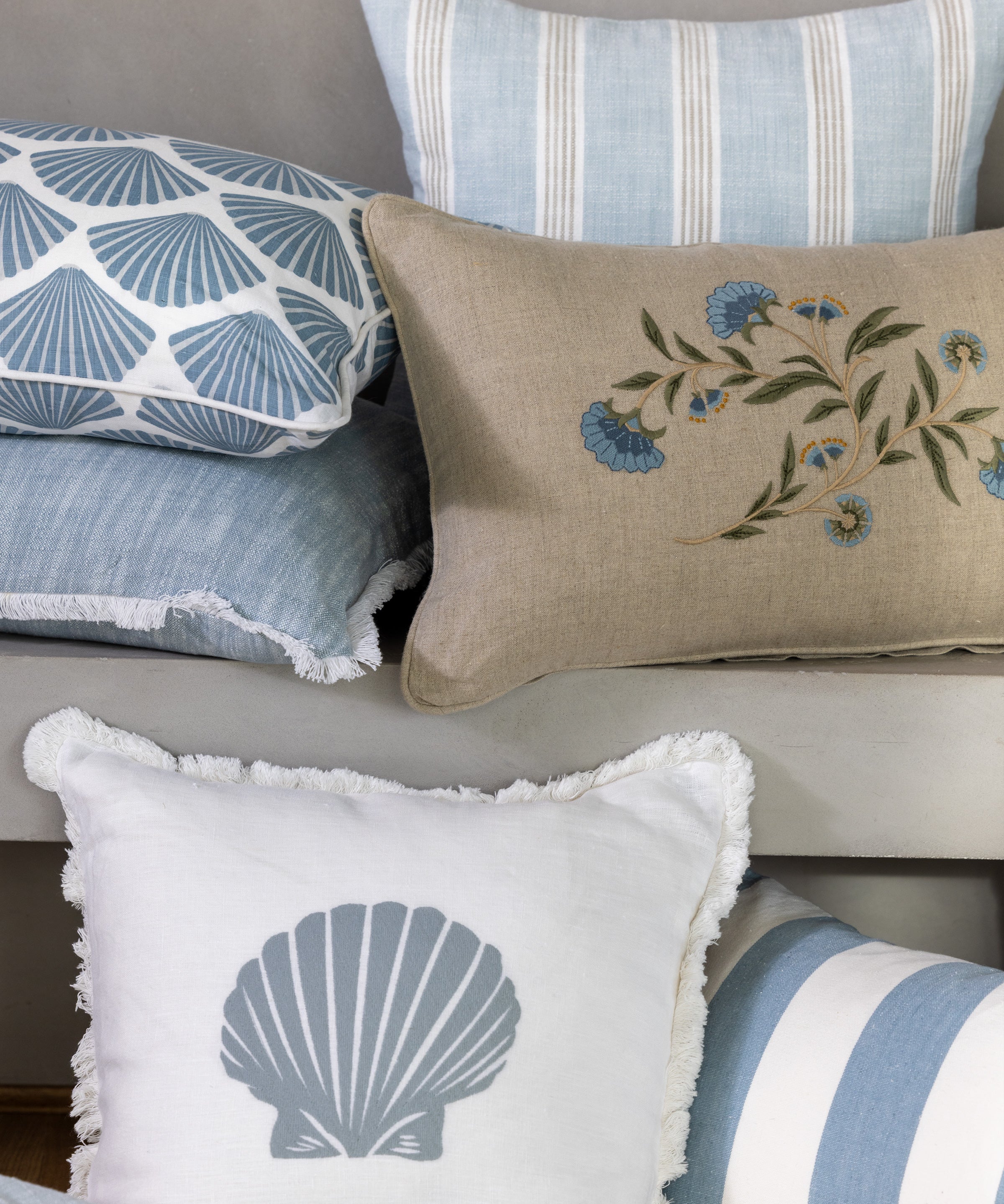 Olsen Square Cushion Cover | Blue Stripe-2