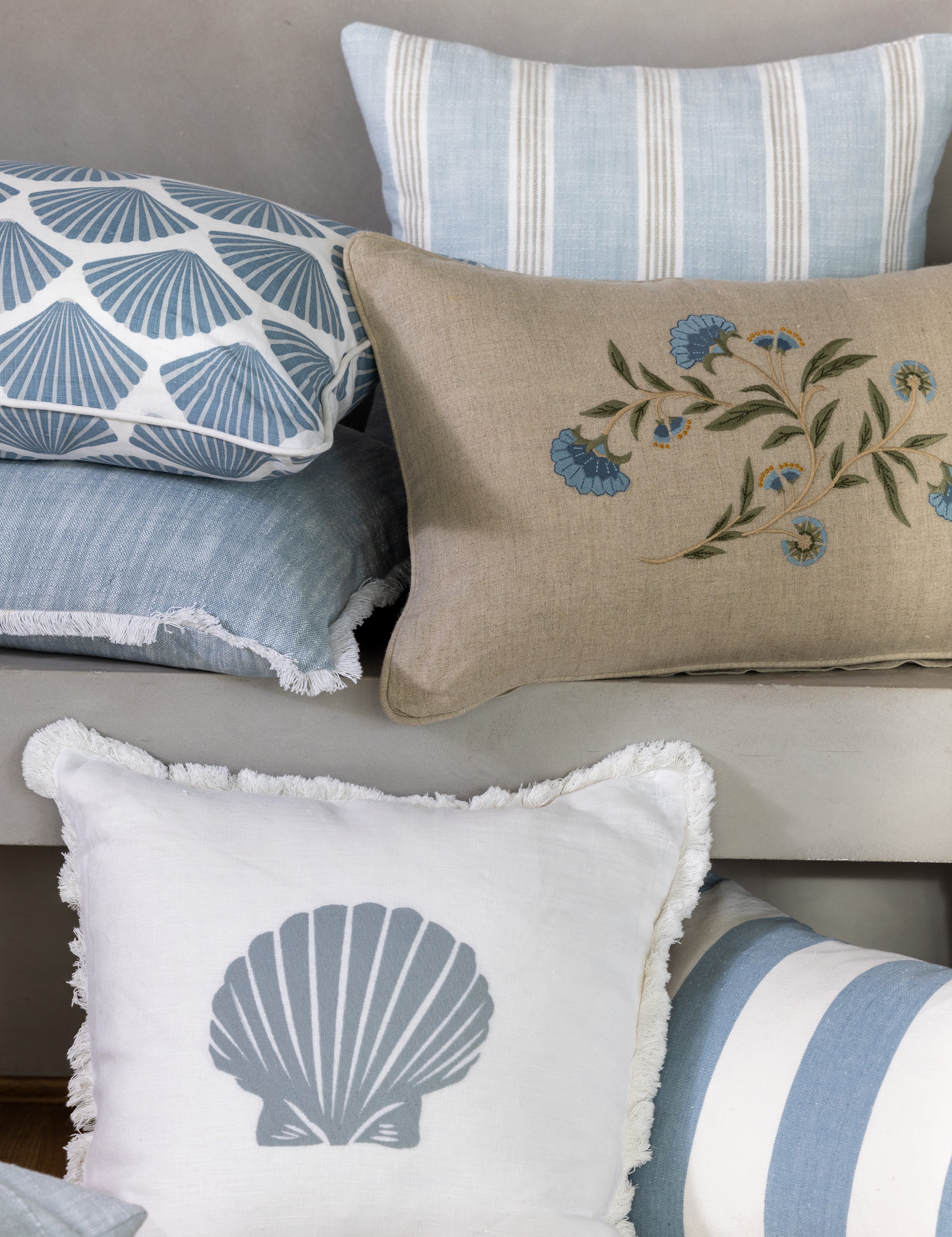 Olsen Square Cushion Cover | Blue Stripe-2