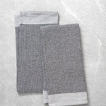 Organic Cotton Waffle Tea Towel Set of 2 | Black White-1