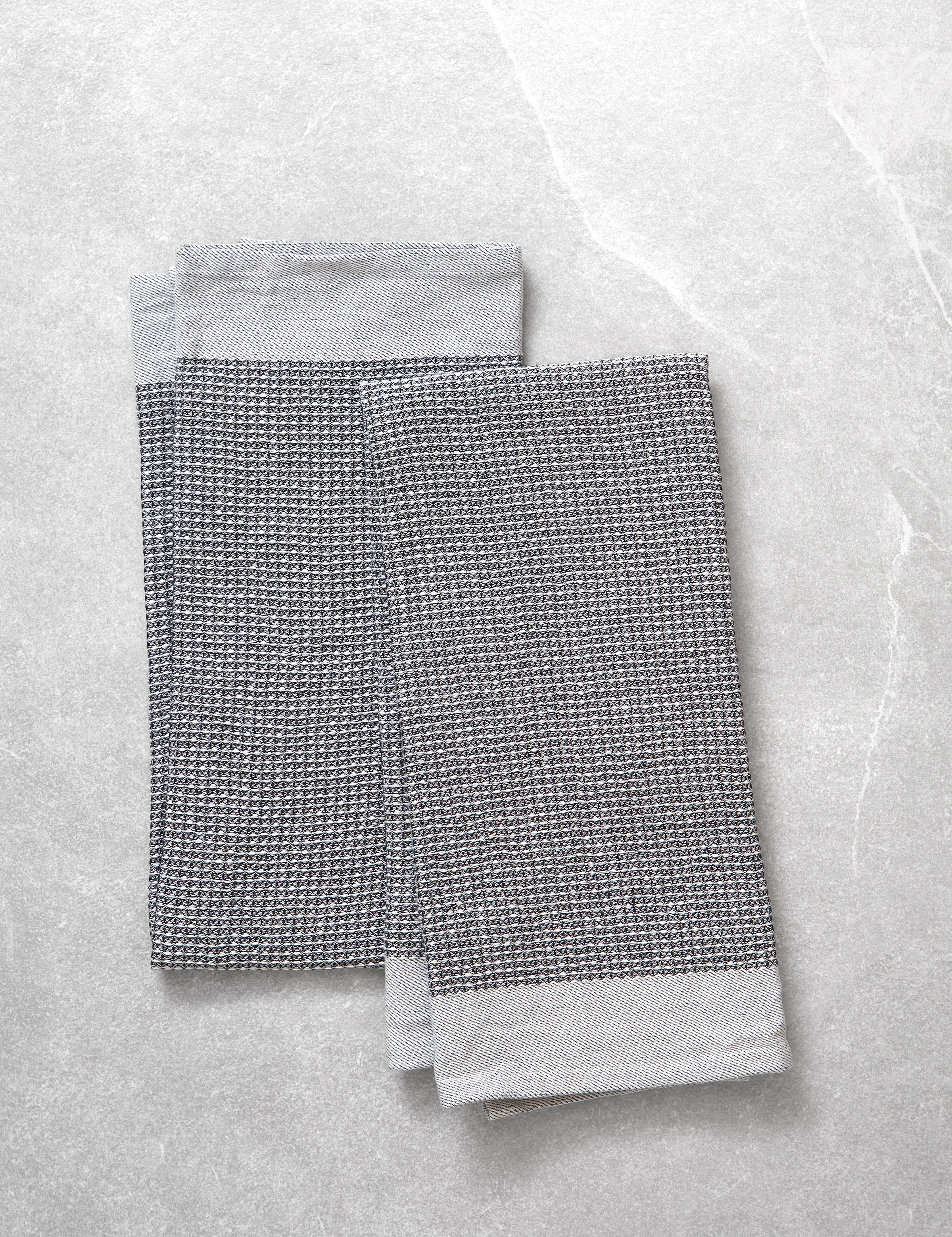 Organic Cotton Waffle Tea Towel Set of 2 | Black White-1