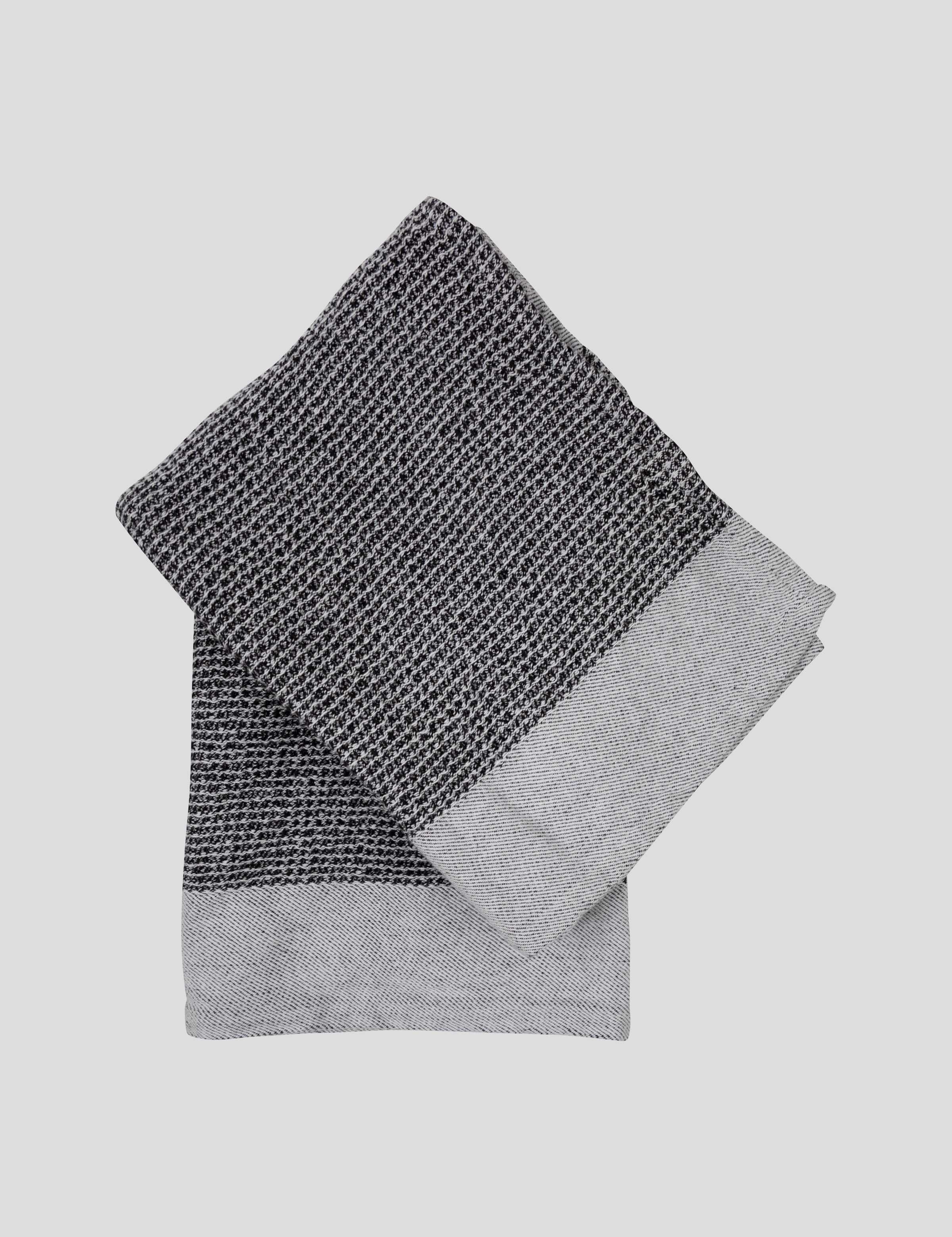 Organic Cotton Waffle Tea Towel Set of 2 | Black White-2