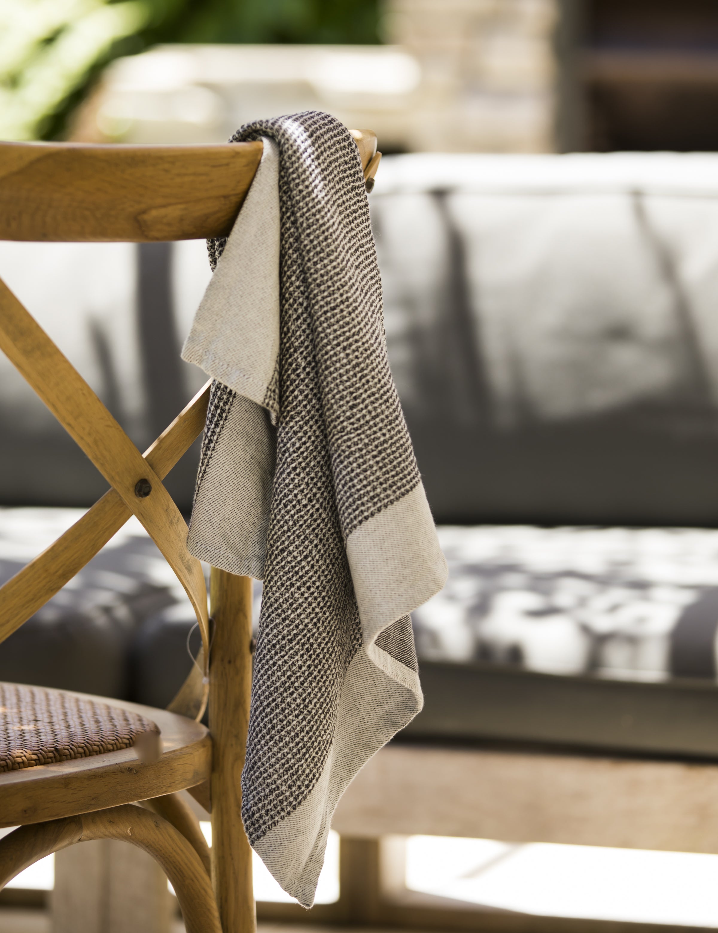 Organic Cotton Waffle Tea Towel Set of 2 | Black White-3