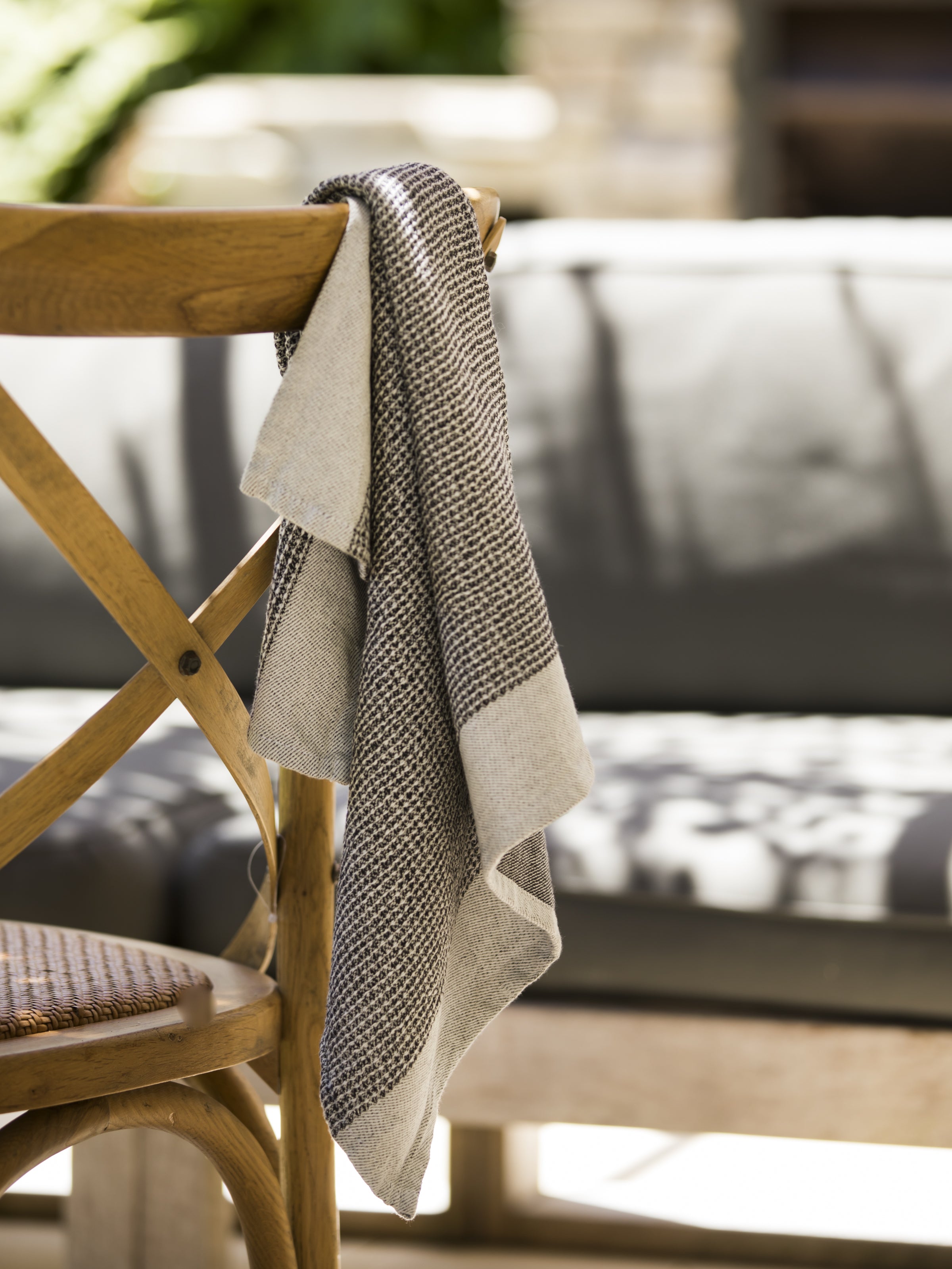 Organic Cotton Waffle Tea Towel Set of 2 | Black White-3