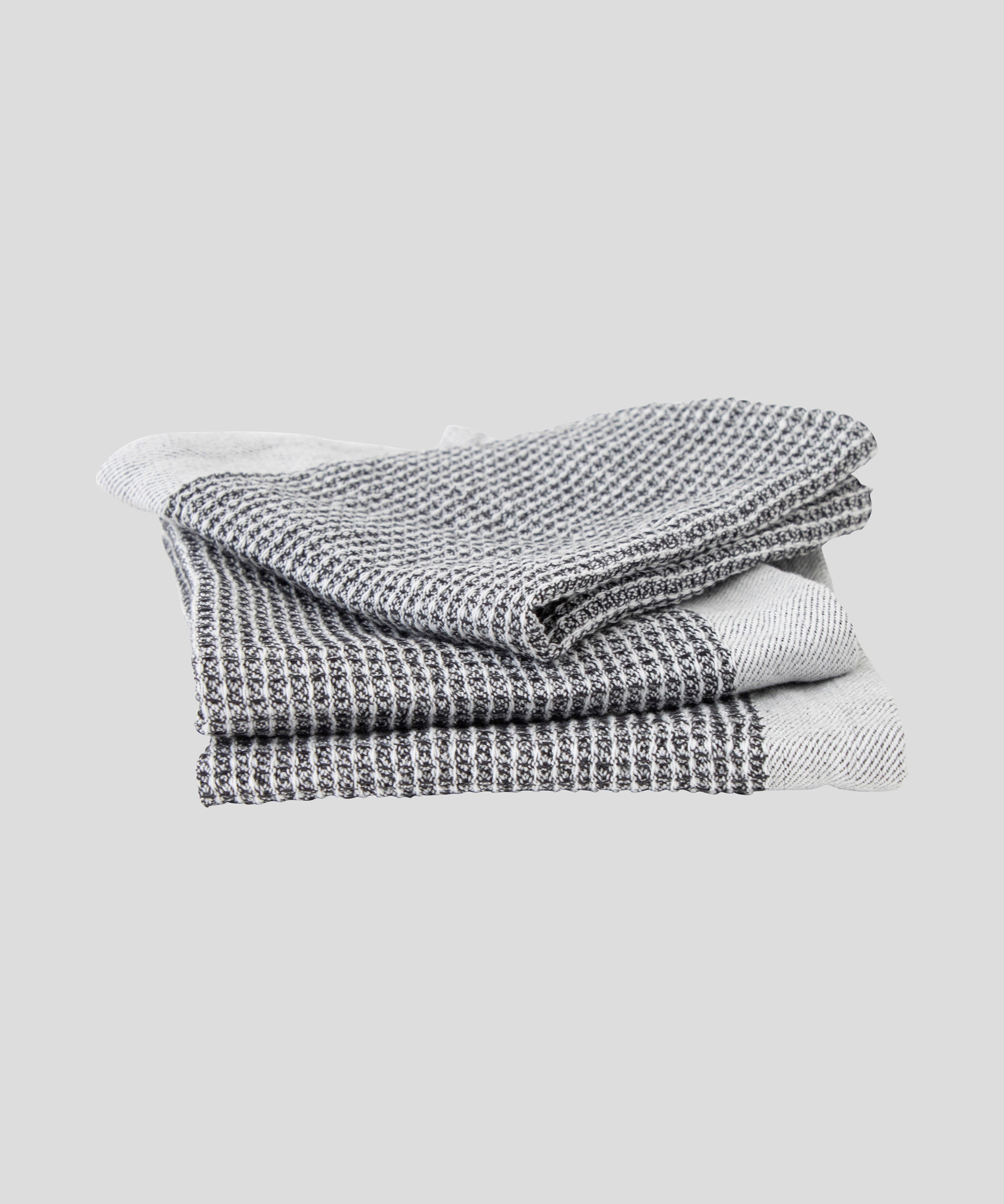 Organic Cotton Waffle Washcloth Set of 3 | Black White-3
