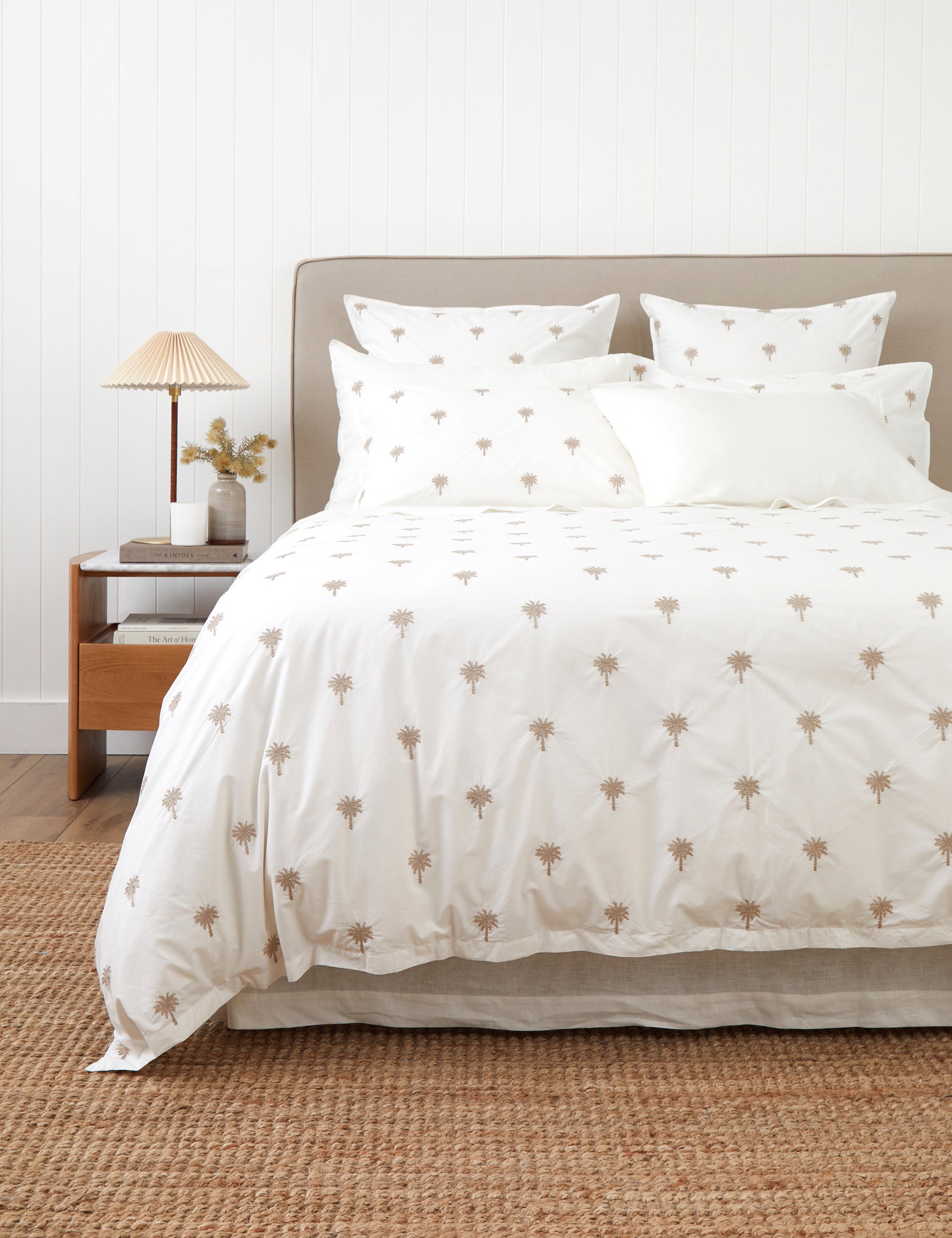 Palm Island Embroidered Duvet Cover Set | Taupe White-1