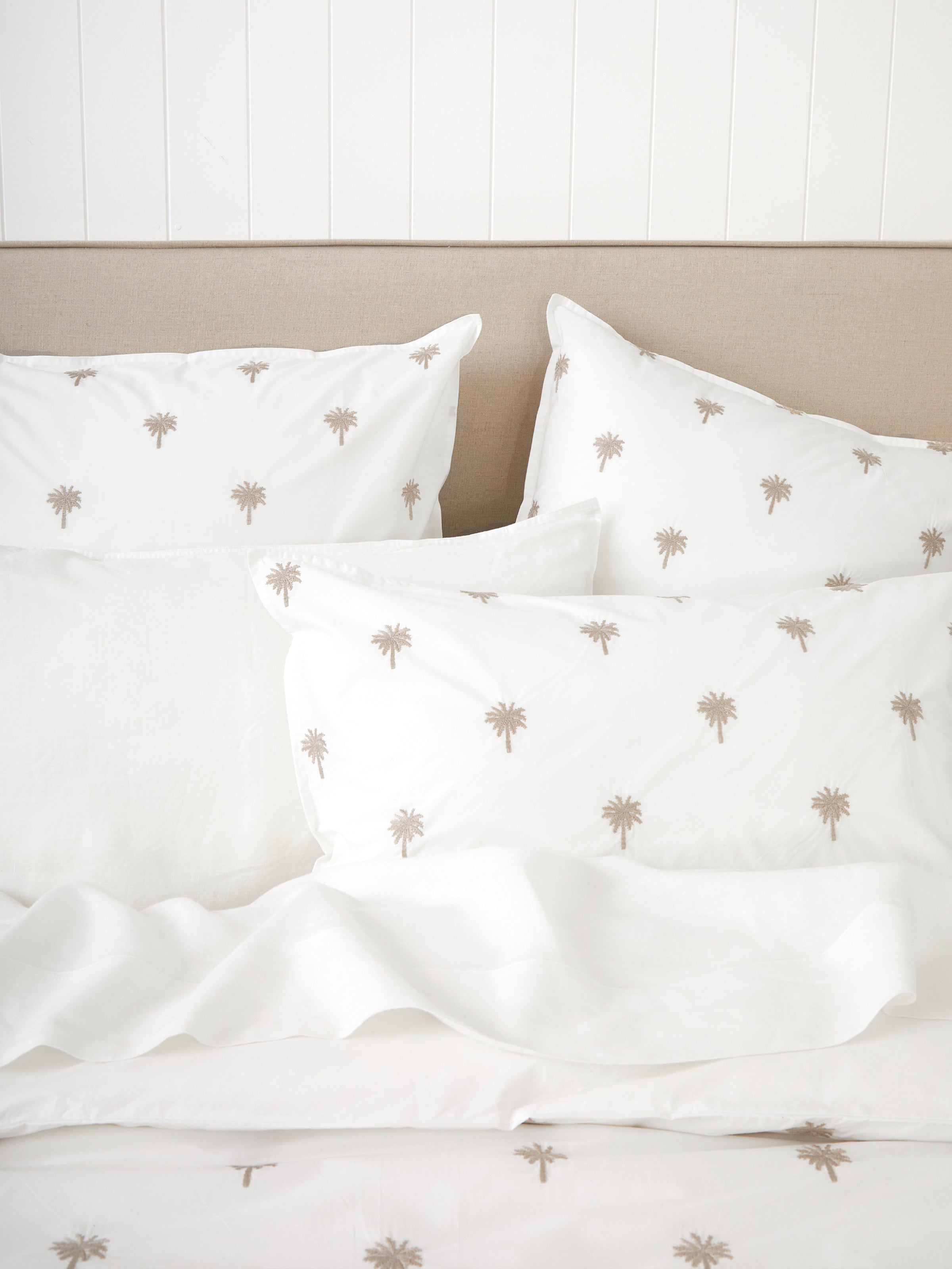 Palm Island Embroidered Duvet Cover Set | Taupe White-2