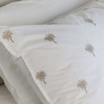 Palm Island Embroidered Standard Pillowcase Set | Taupe White-2